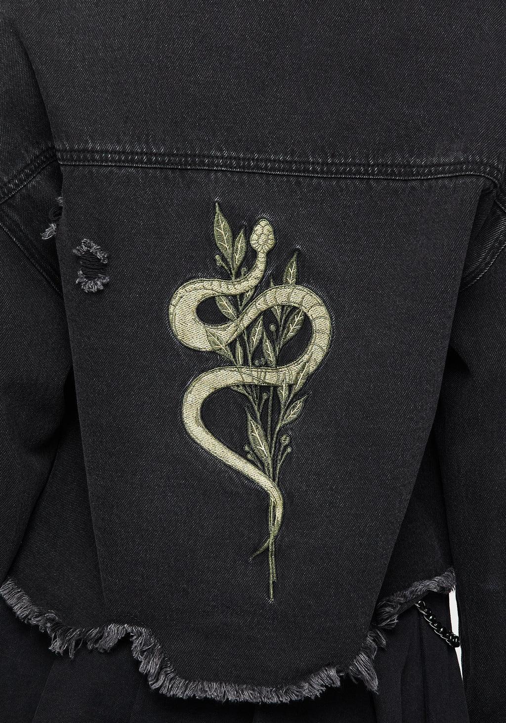 Nirah Embroidered Crop Denim Jacket Product Image