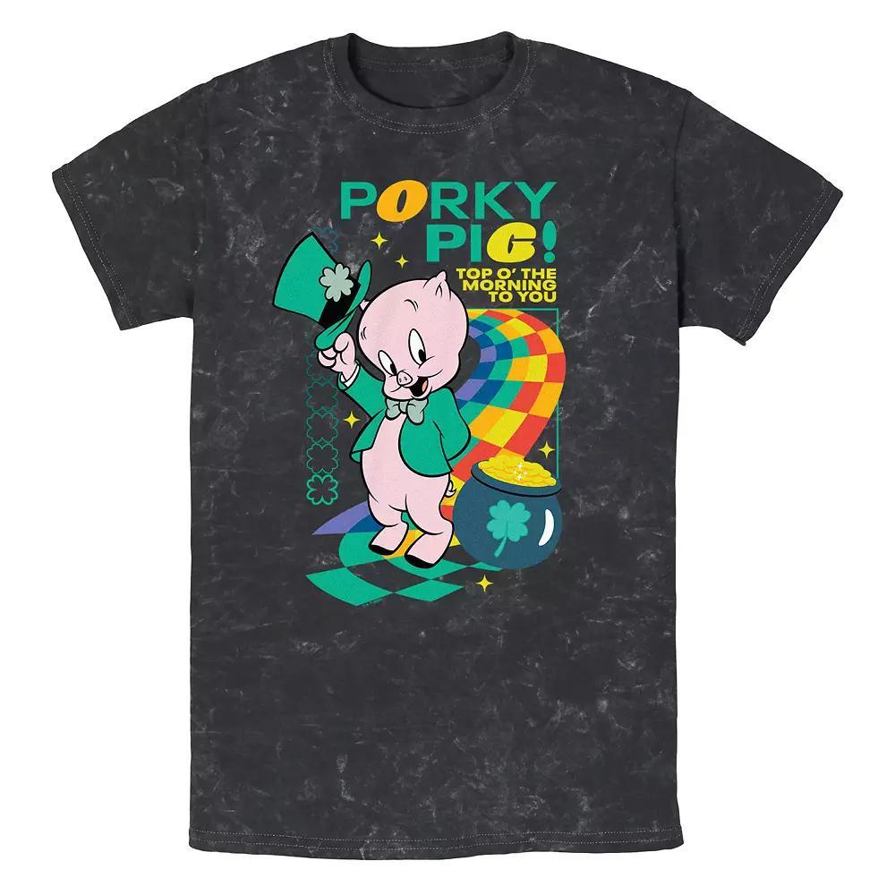 Men's Looney Tunes Porky Pig Top O' The Morning Mineral Wash Graphic Tee,  Product Image