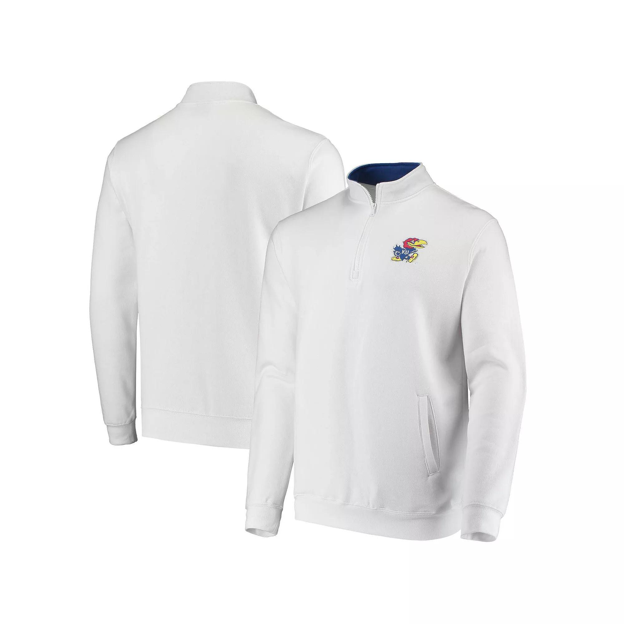 Men's Colosseum White Kansas Jayhawks Tortugas Logo Quarter-Zip Jacket,  Product Image