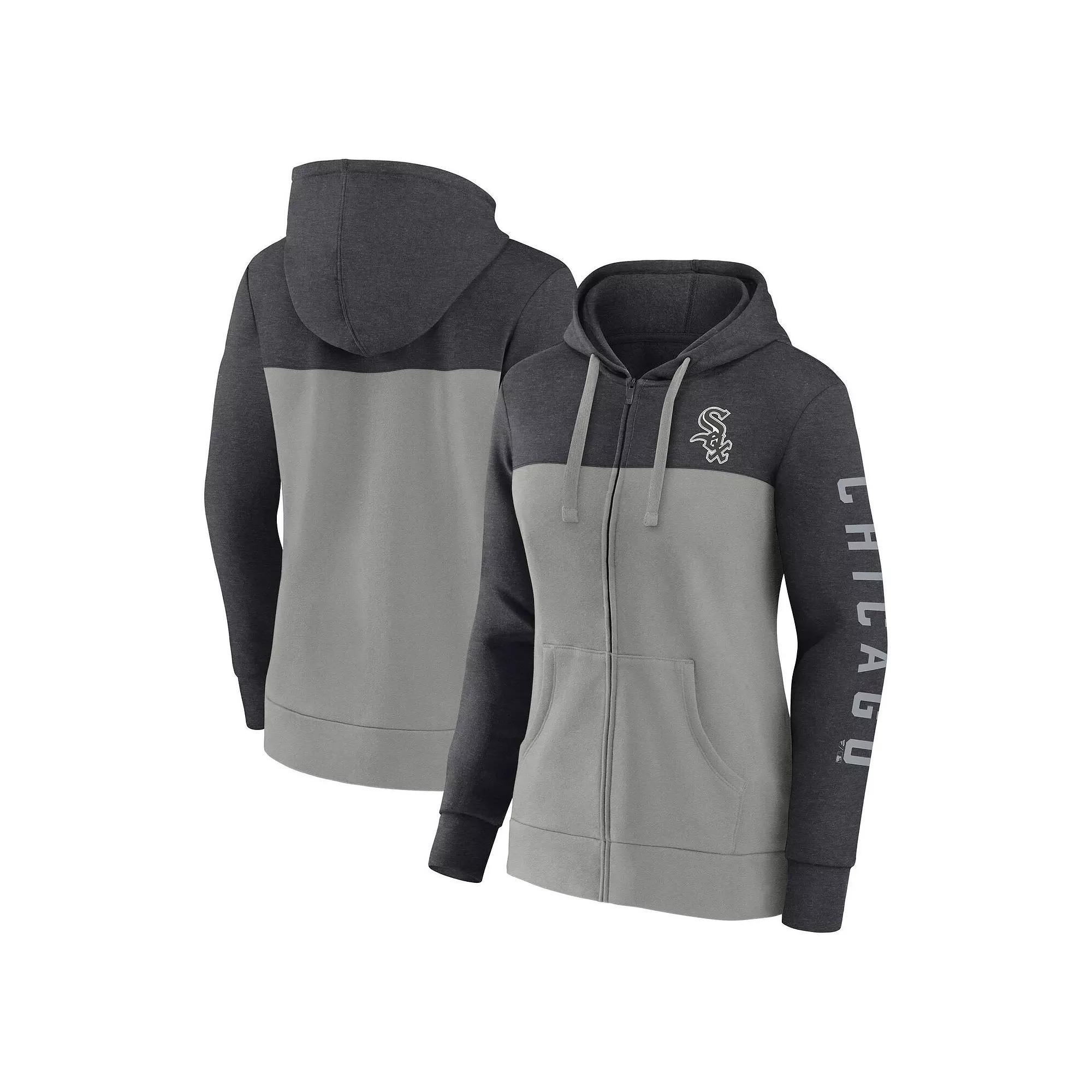 Women's Fanatics Branded Heather Charcoal/Gray Chicago White Sox City Ties Hoodie Full-Zip Sweatshirt, Size: Medium Product Image