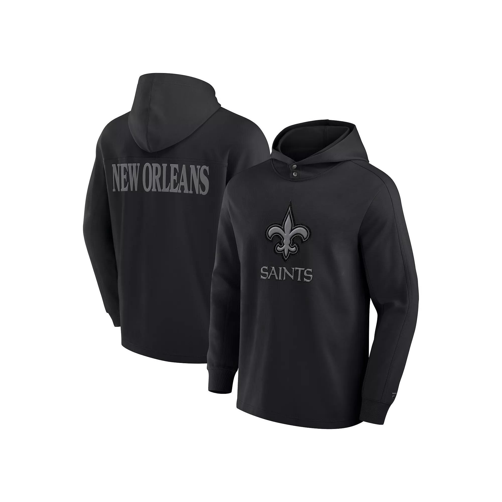 Men's Fanatics Black New Orleans Saints Elements Blaze Tri-Blend Long Sleeve Hoodie T-Shirt, Adult Unisex,  Product Image