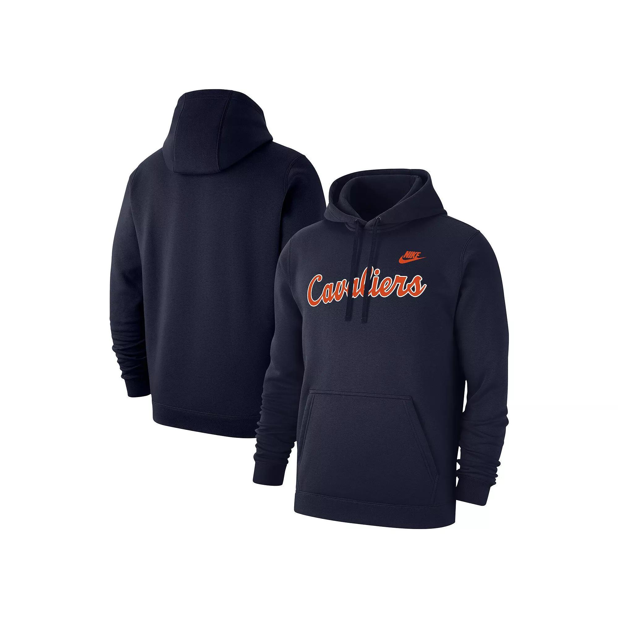 Men's Nike Navy Virginia Cavaliers Vintage Script Club Fleece Pullover Hoodie,  Product Image