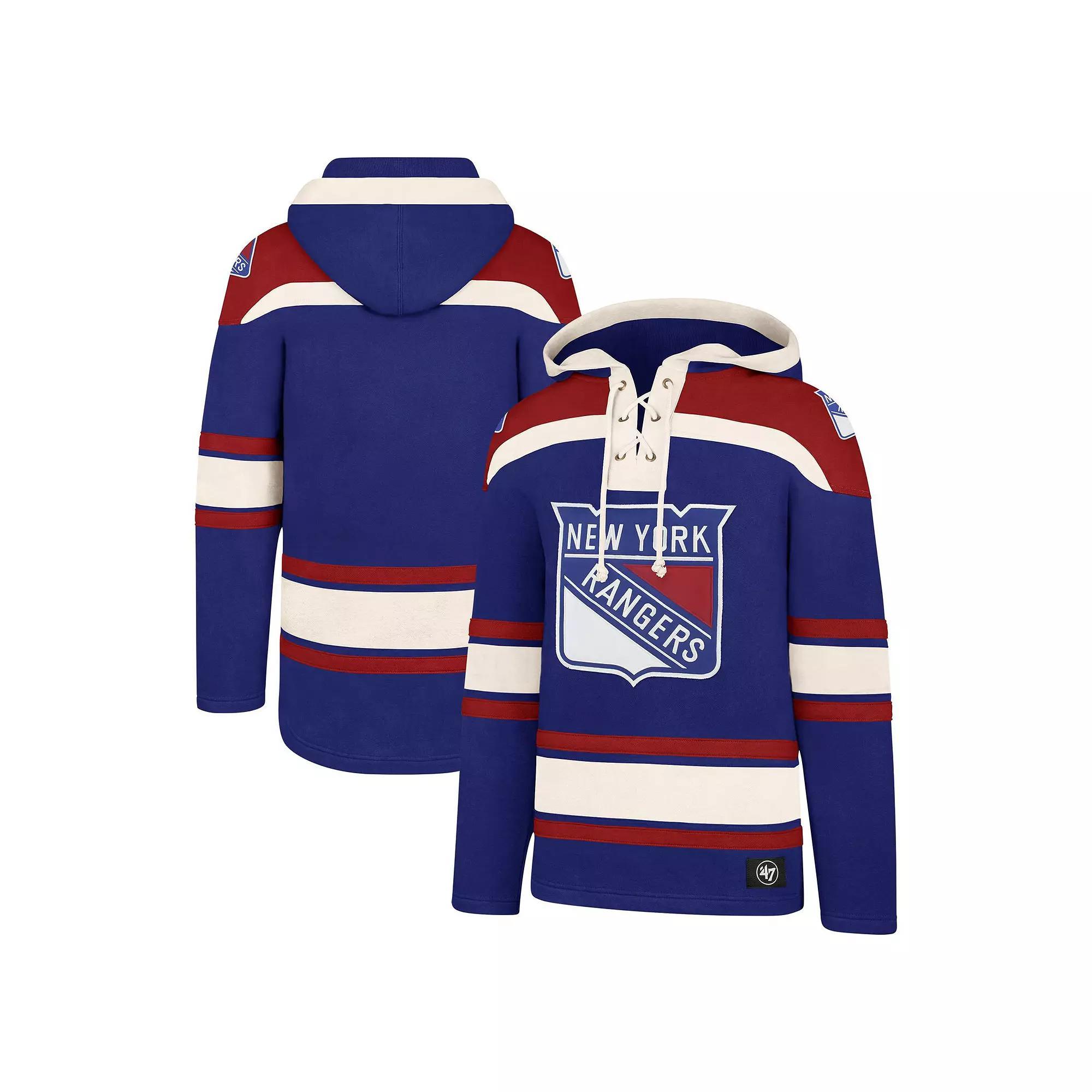 Men's '47 Blue New York Rangers Big & Tall Superior Lacer Pullover Hoodie,  Product Image