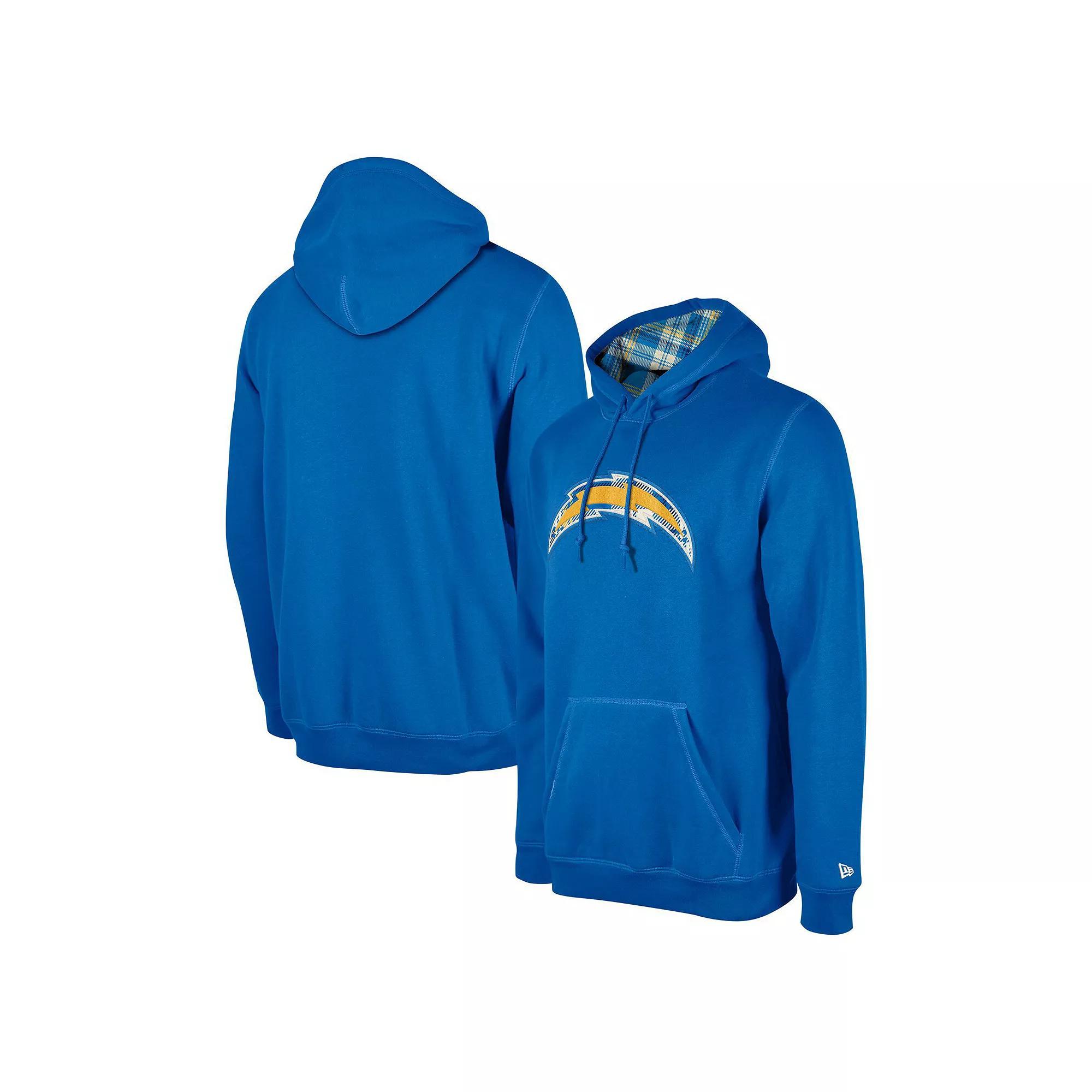 Men's New Era Royal Los Angeles Chargers 3rd Down Plaid Pullover Hoodie,  Product Image