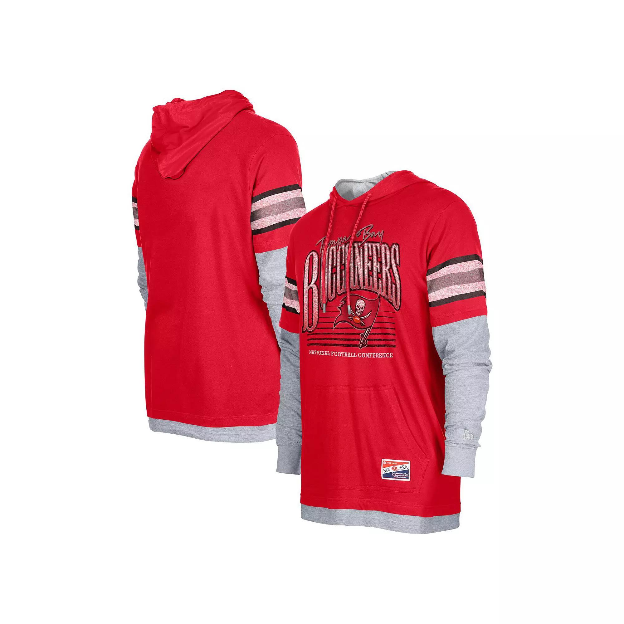 Men's New Era Red Tampa Bay Buccaneers Twofer Long Sleeve Hooded T-Shirt,  Product Image