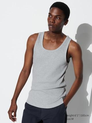 Mens Dry Color Ribbed Tank Top Gray 2XS UNIQLO US Product Image