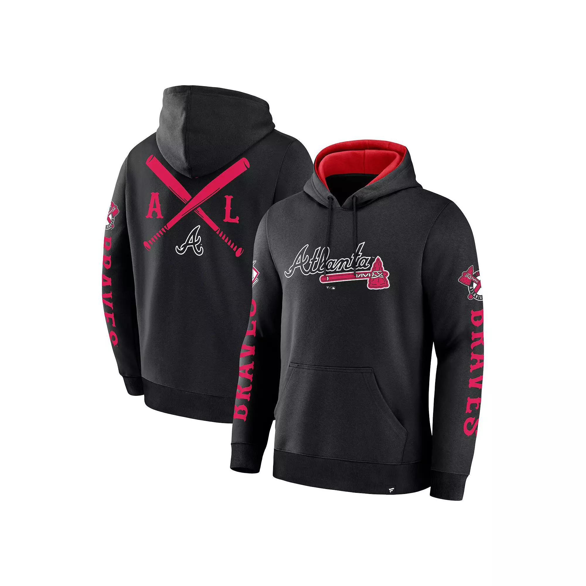Men's Fanatics Black Atlanta Braves Big City Legacy Fleece Pullover Hoodie,  Product Image