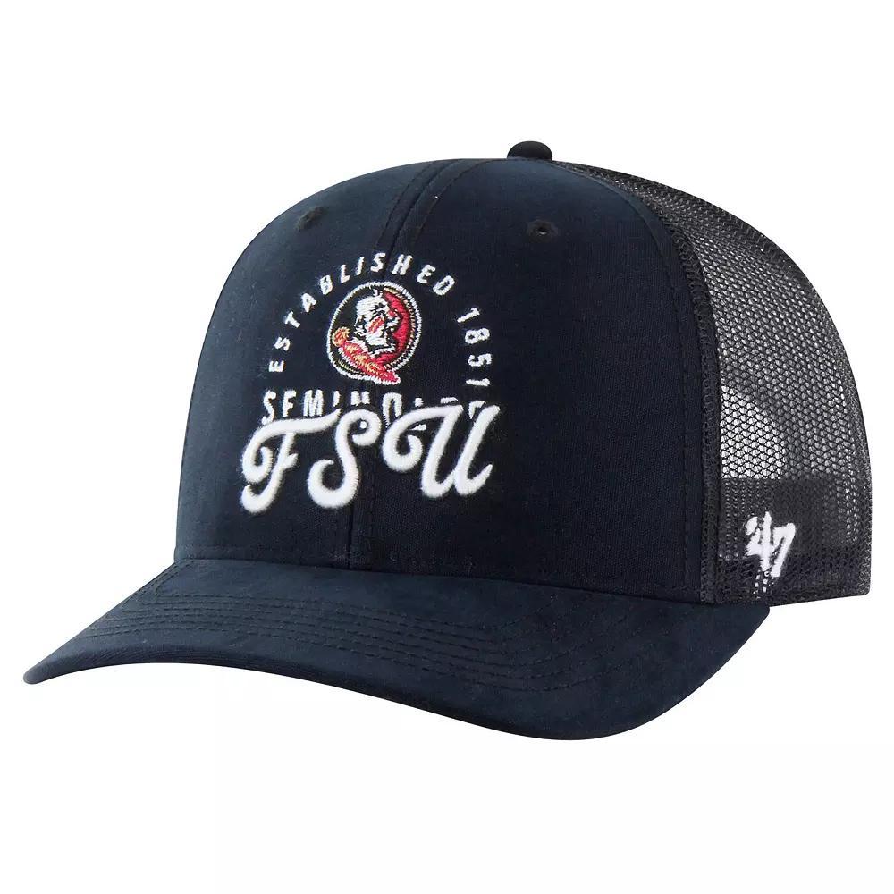 Men's '47 Black Florida State Seminoles Pitstop Trucker Adjustable Hat Product Image