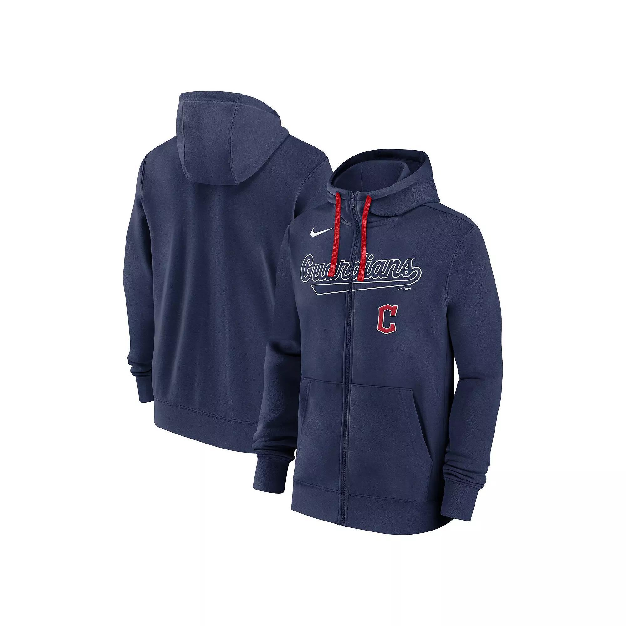 Men's Nike Navy Cleveland Guardians Knockout Script Full-Zip Hoodie,  Product Image