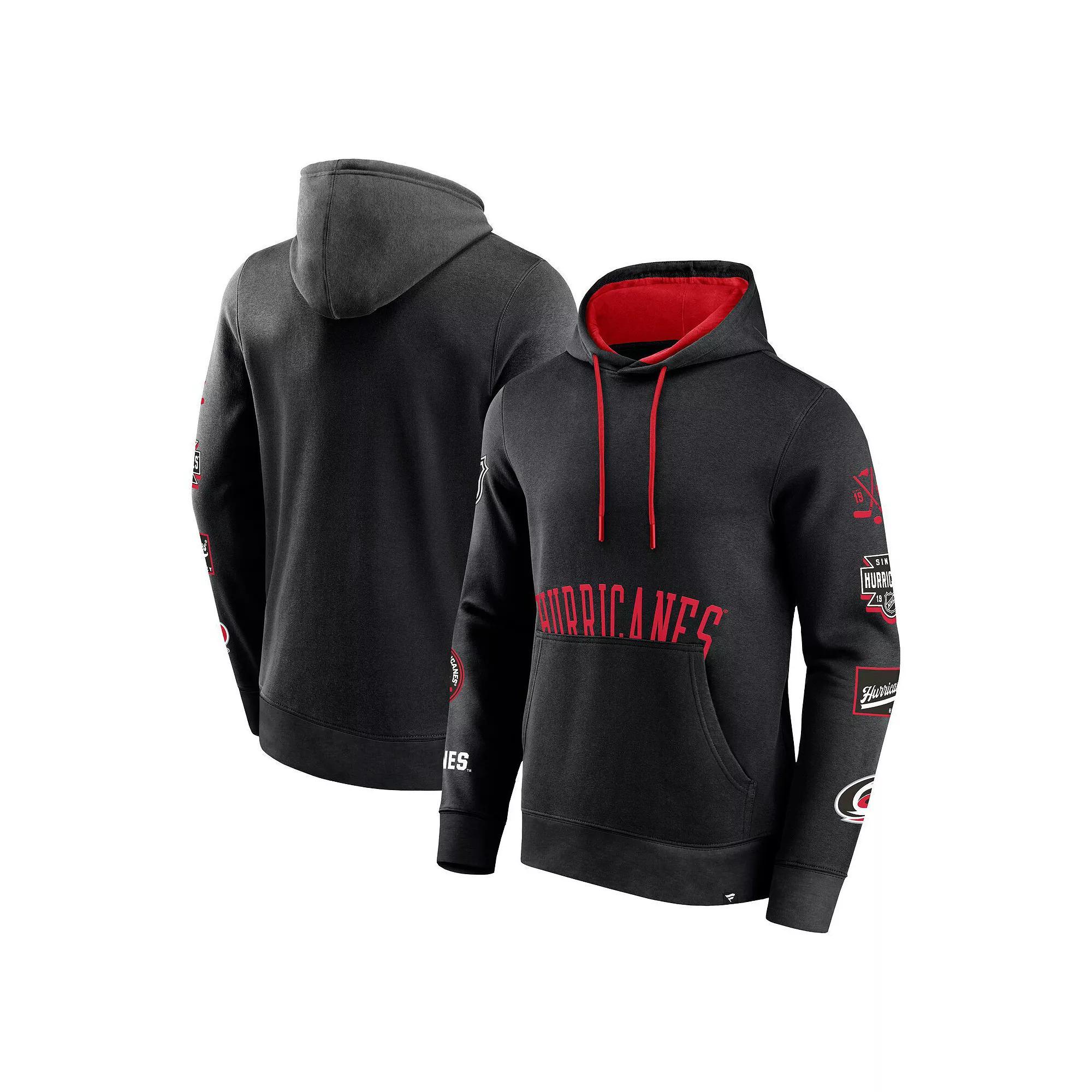 Men's Fanatics Branded Black Carolina Hurricanes Wild Winner Fleece Pullover Hoodie,  Product Image