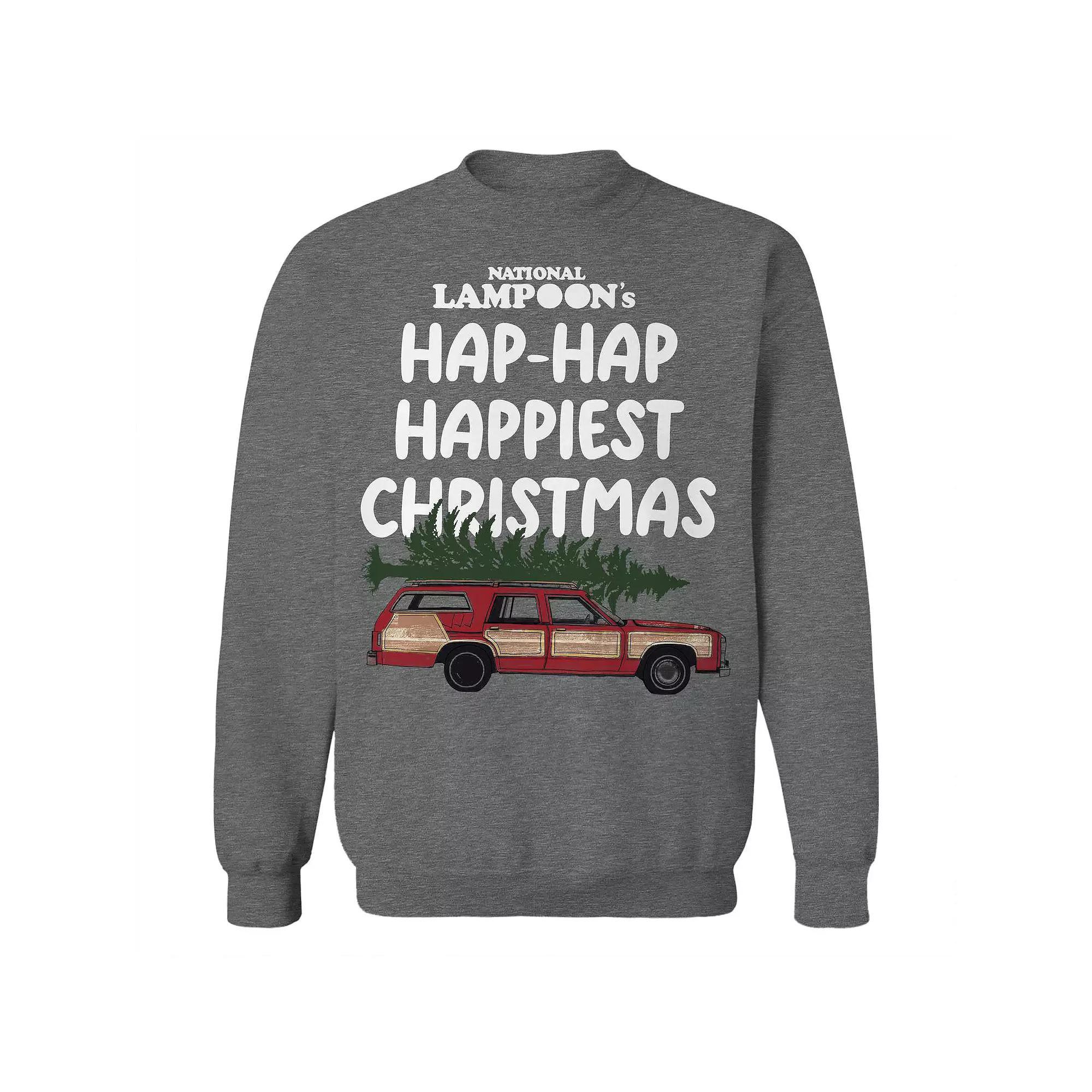 Men's Happiest Christmas National Lampoon's Christmas Vacation Graphic Fleece Crew Sweatshirt, Size: XL, Grey Heather Product Image