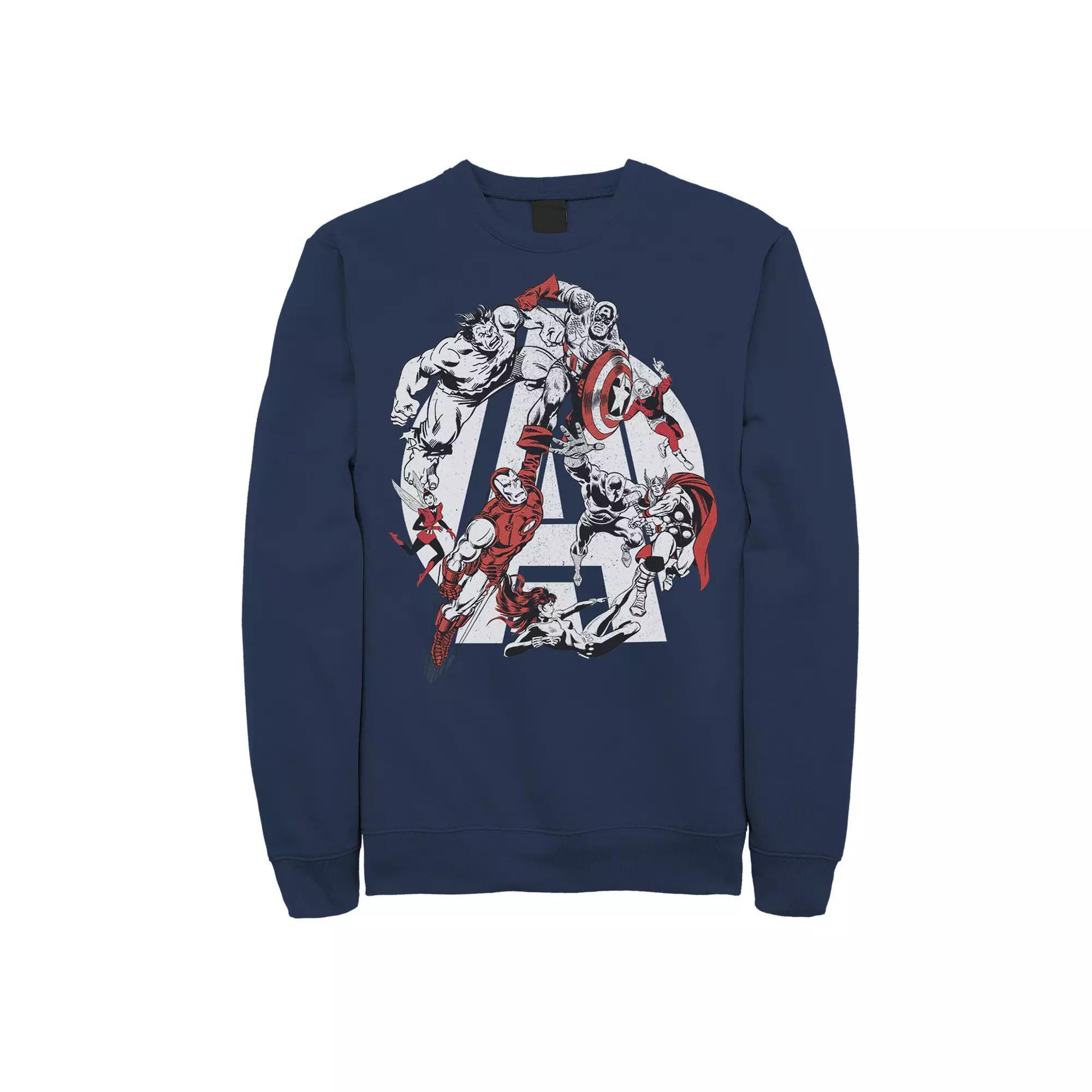 Men's Marvel Avengers Vintage Surviving Team Logo Portrait Sweatshirt, Size: Large, Blue Product Image