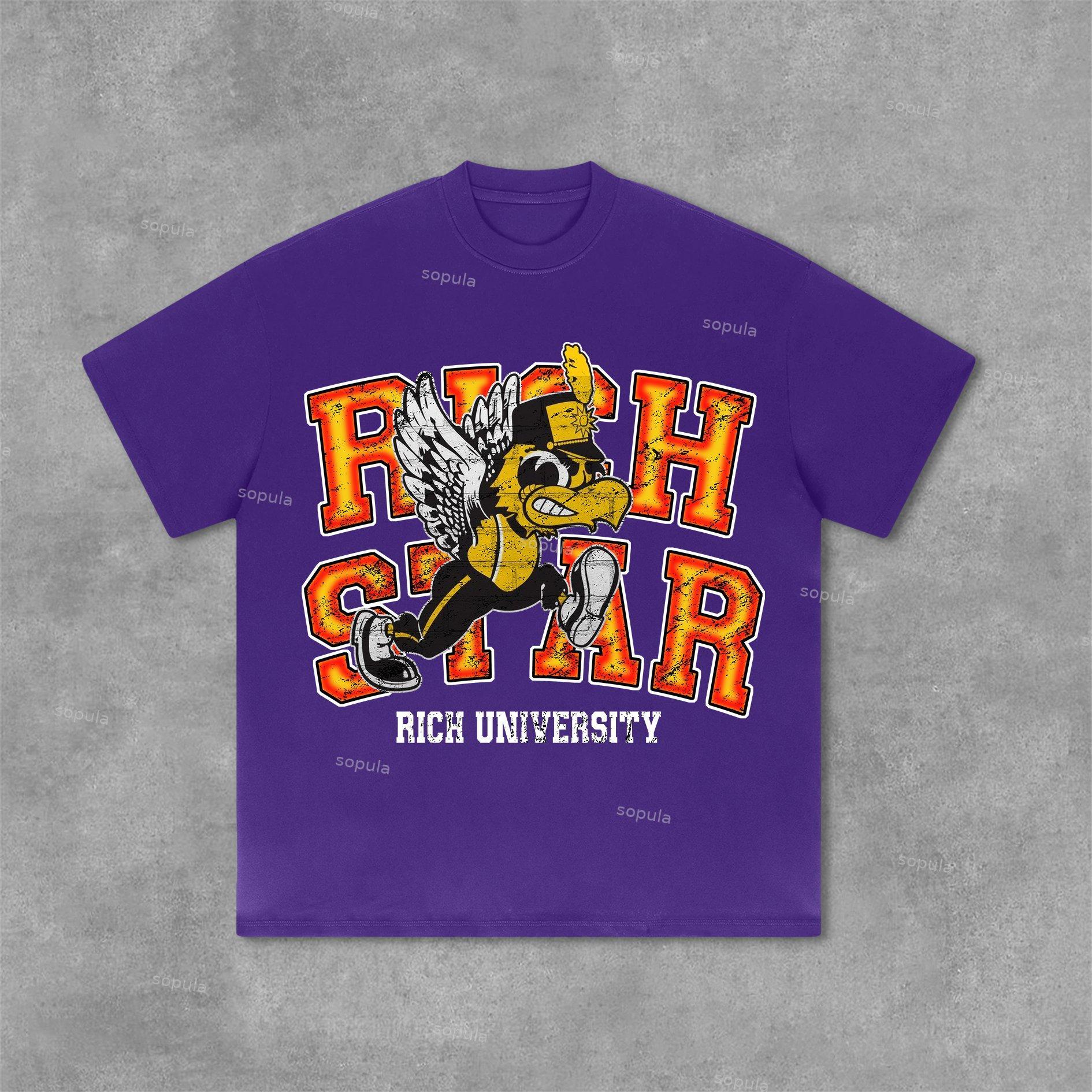 Sopula Vintage Rich Star Graphic Print Cotton T-shirt Product Image