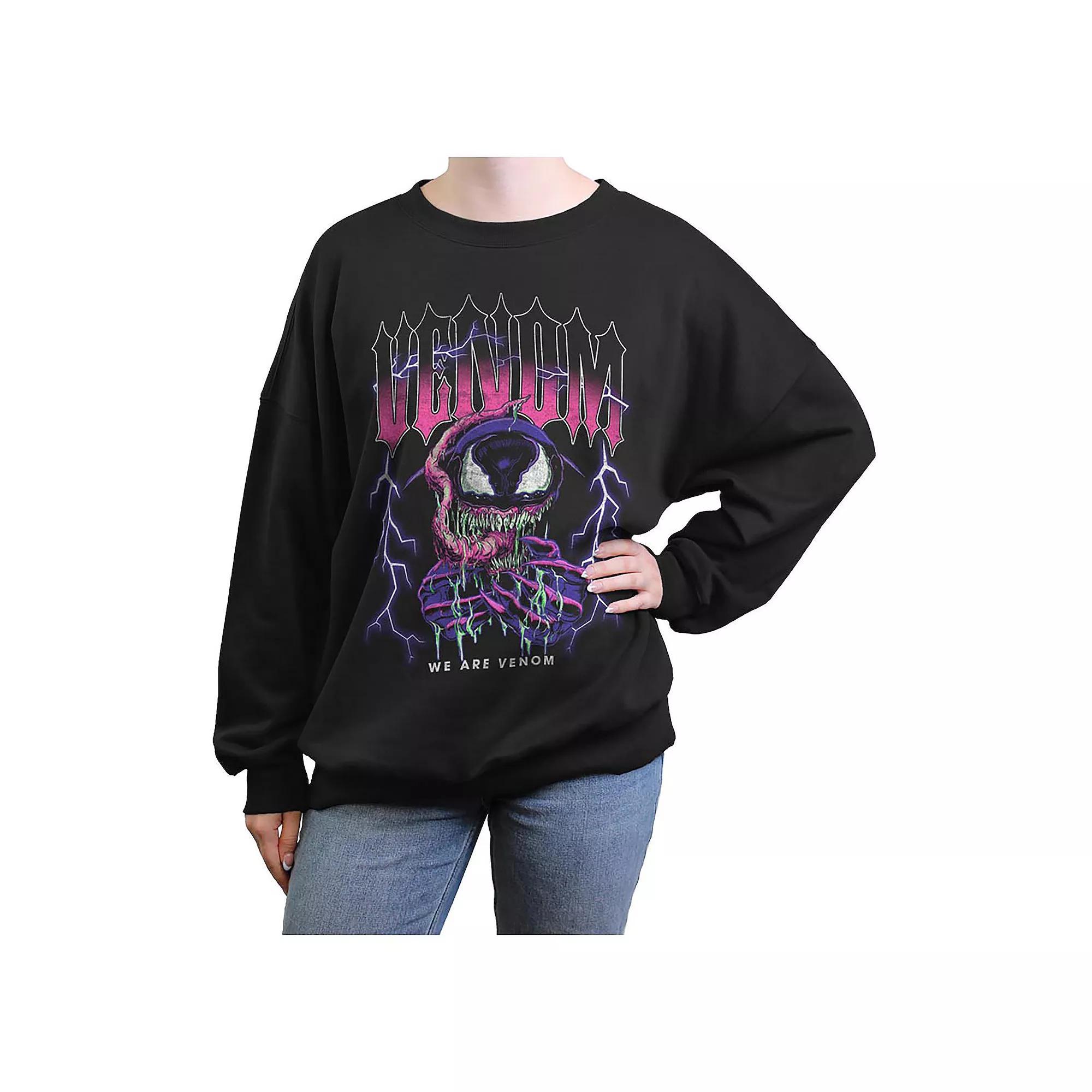 Juniors' Marvel Spider-Man Lightning Venom Oversized Graphic Pullover, Girl's, Size: Large, Black Product Image