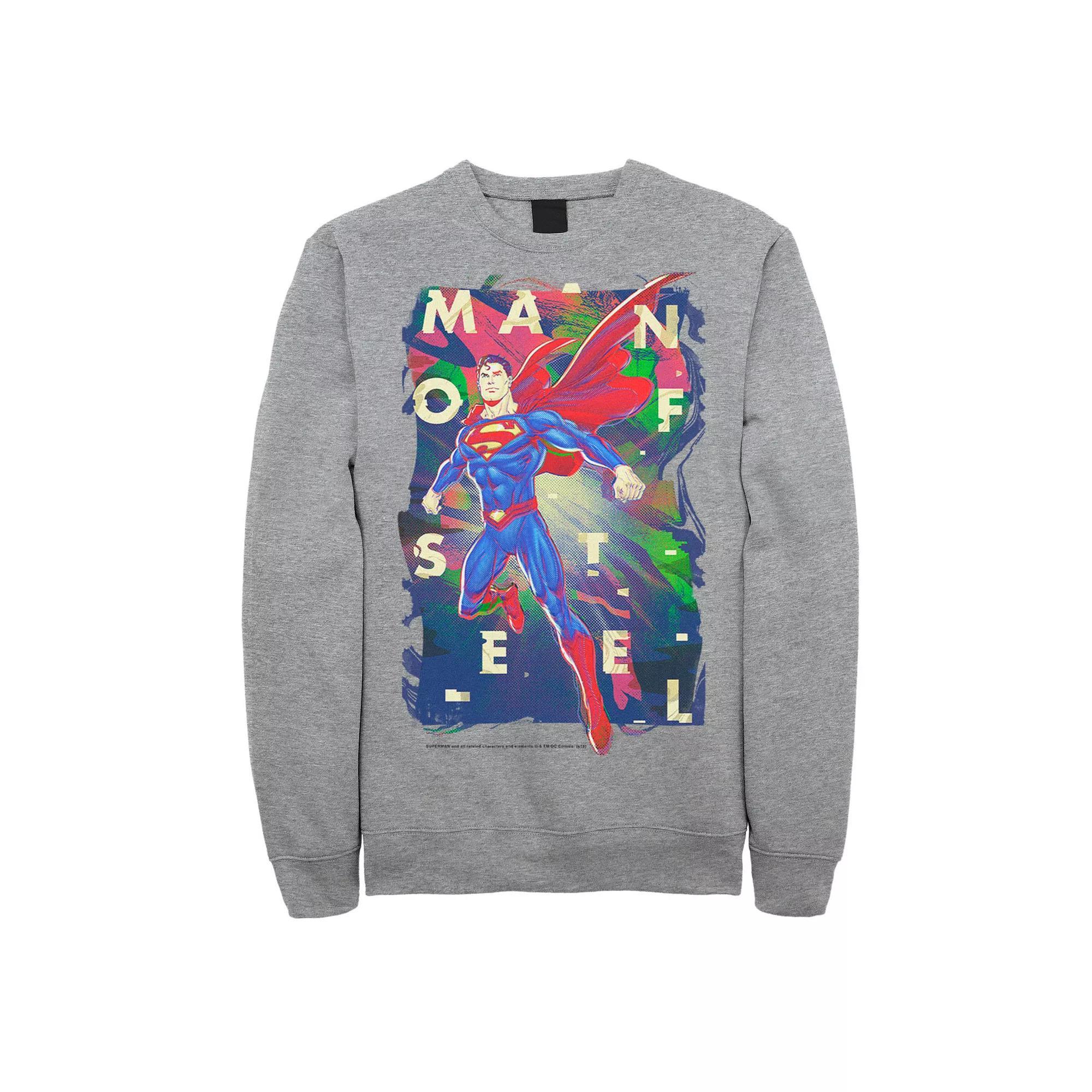 Men's DC Comics Superman Man Of Steel Bold Glitch Poster Sweatshirt,  Product Image
