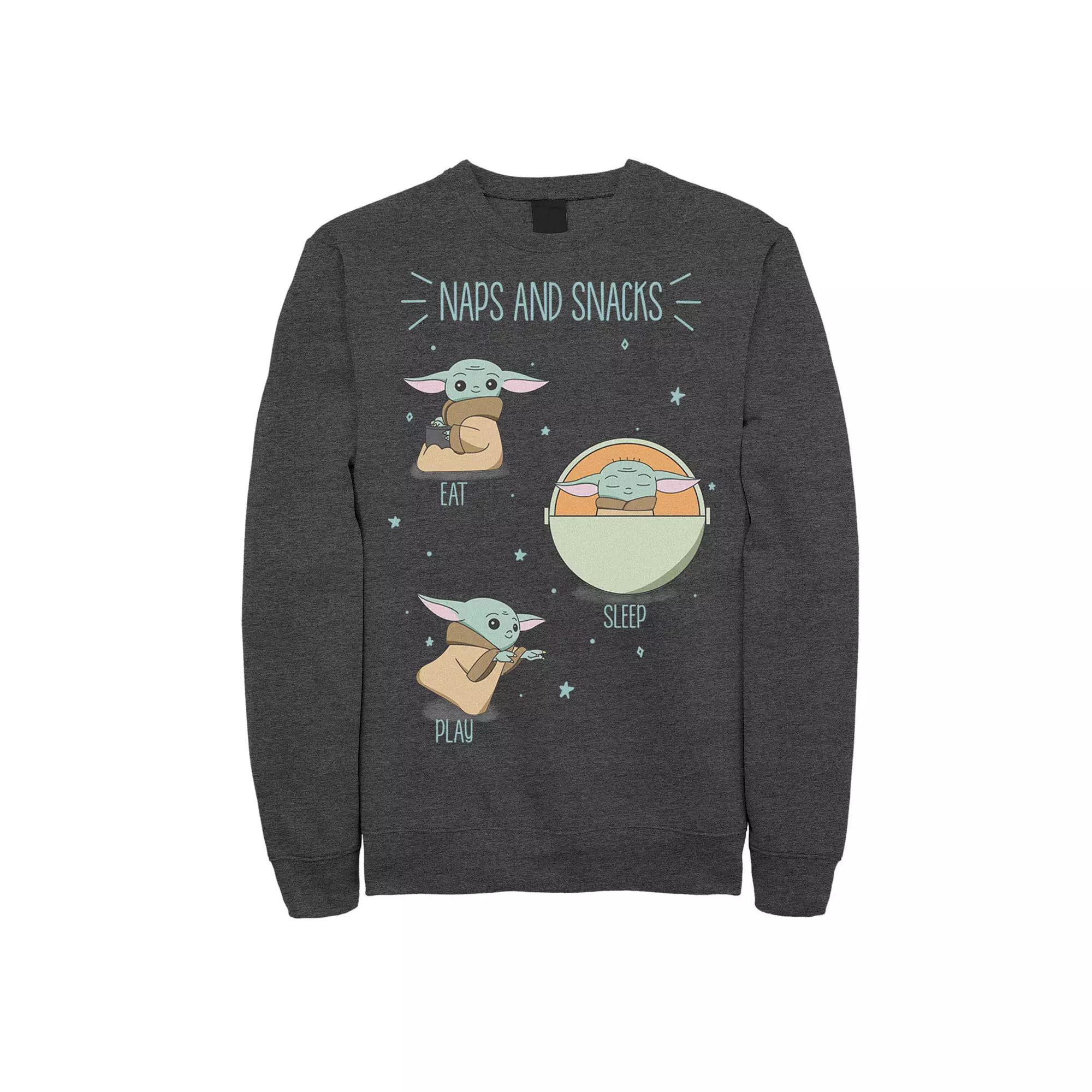Men's Star Wars The Mandalorian The Child Aka Baby Yoda Naps And Snacks Doodles Sweatshirt,  Product Image