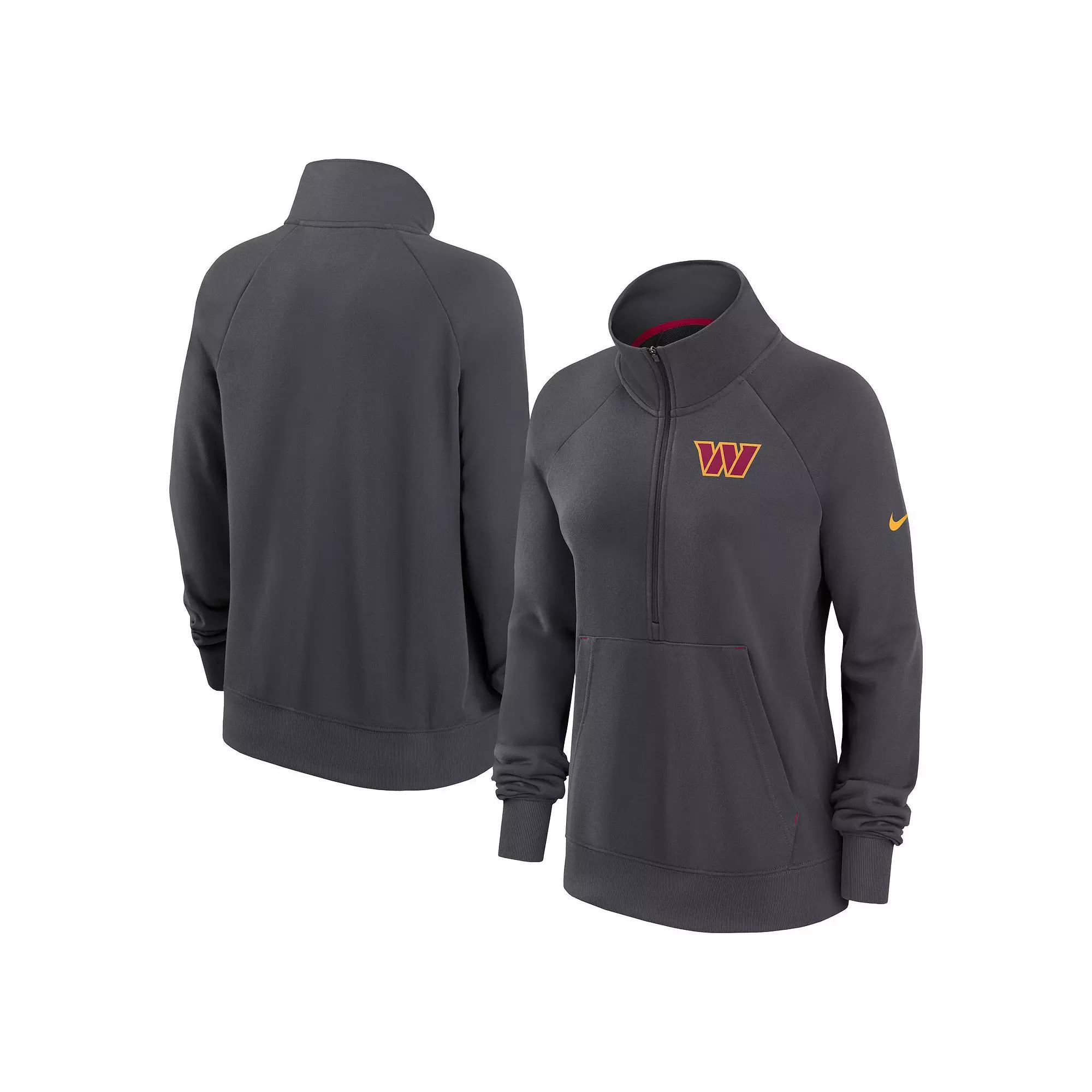 Women's Nike Charcoal Washington Commanders Premium Raglan Performance Half-Zip Sweatshirt,  Product Image