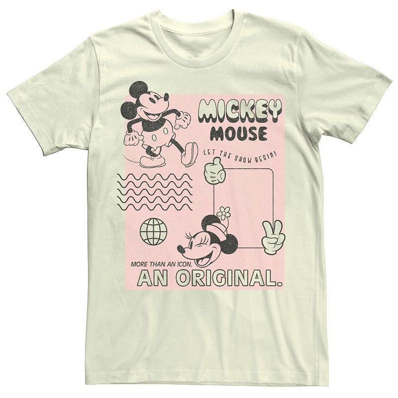 Men's Mickey Classic Orginal Mickey Vintage Poster Tee, Size: 3XL, Natural Product Image