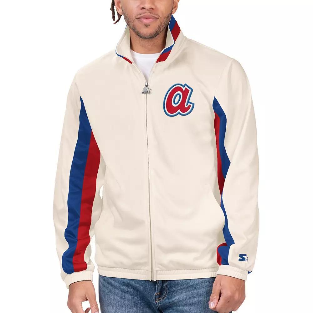 Men's Starter Cream Atlanta Braves Rebound Cooperstown Collection Full-Zip Track Jacket, Size: Small, Beige Product Image