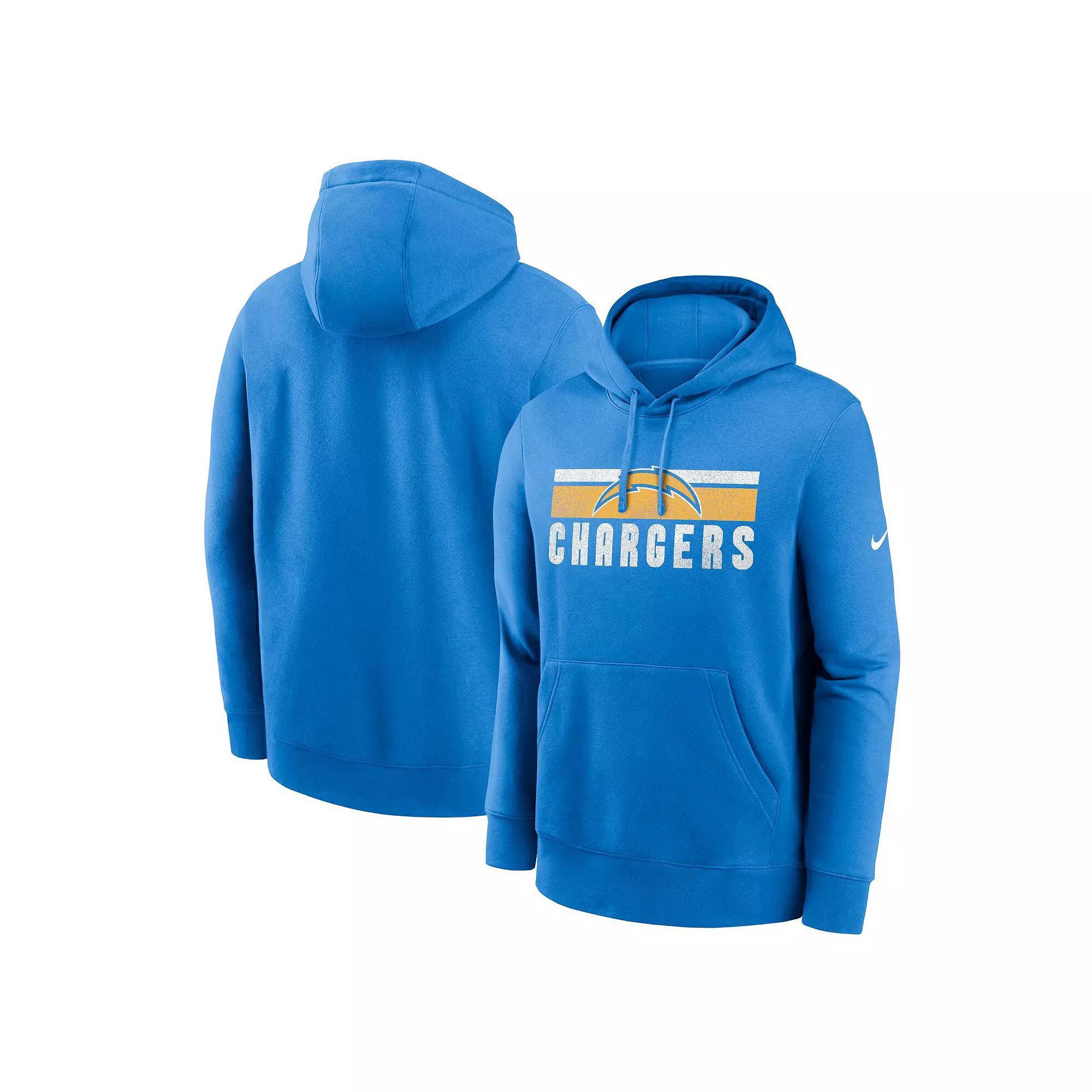 Men's Nike Powder Blue Los Angeles Chargers Club Fleece Pullover Hoodie, Size: 3XL, Light Product Image