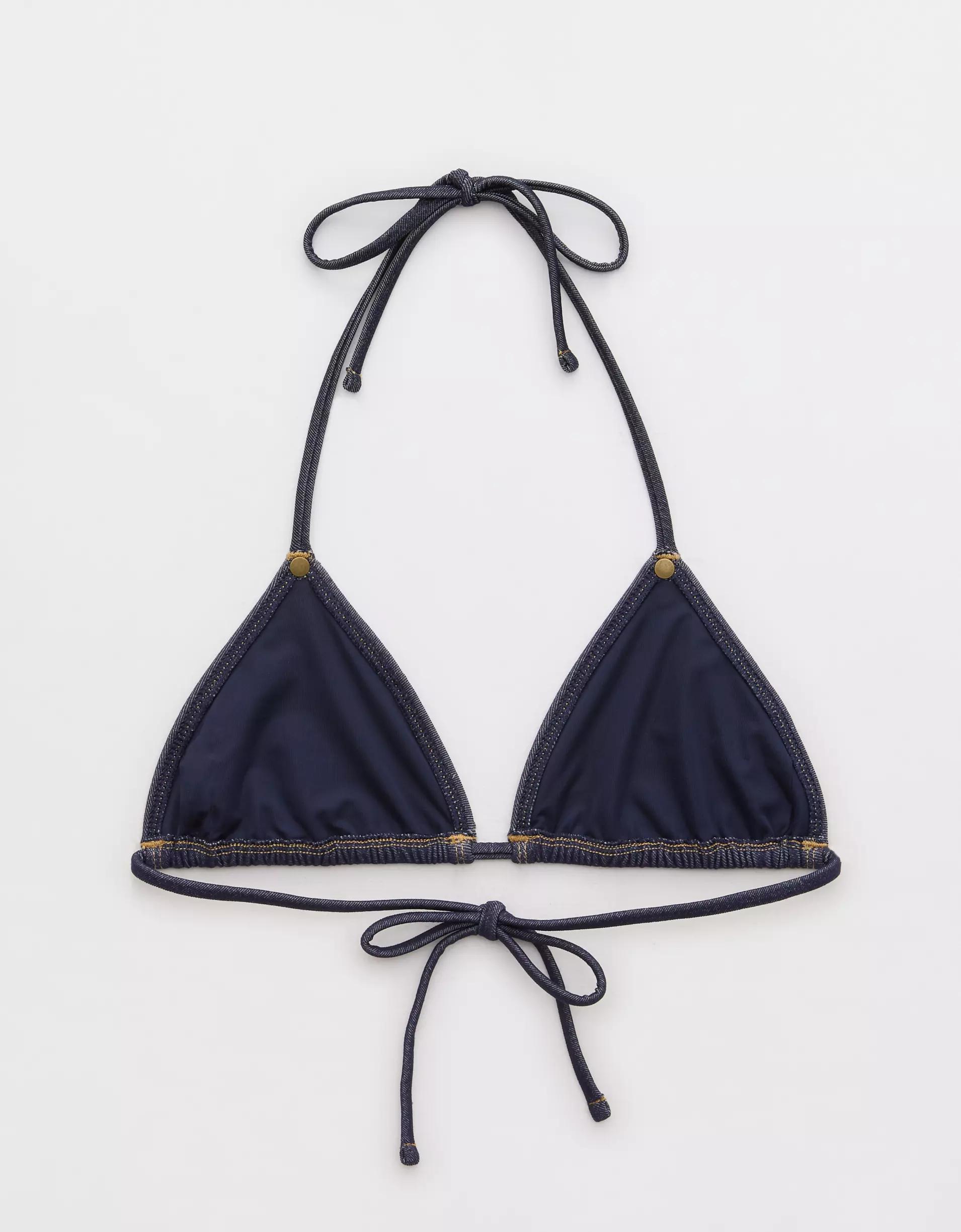 AE x Aerie Match Made In Denim String Triangle Bikini Top Product Image