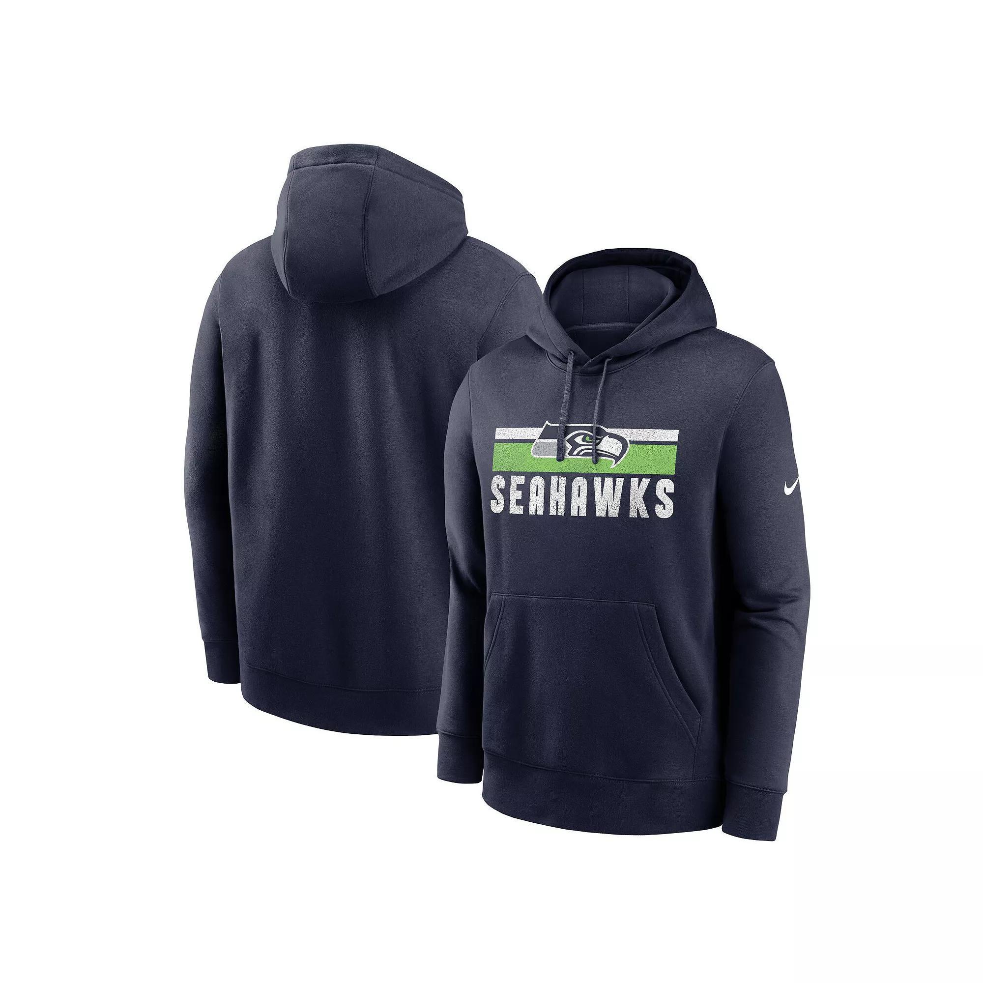 Mens Nike College Seattle Seahawks Club Fleece Pullover Hoodie Blue Product Image