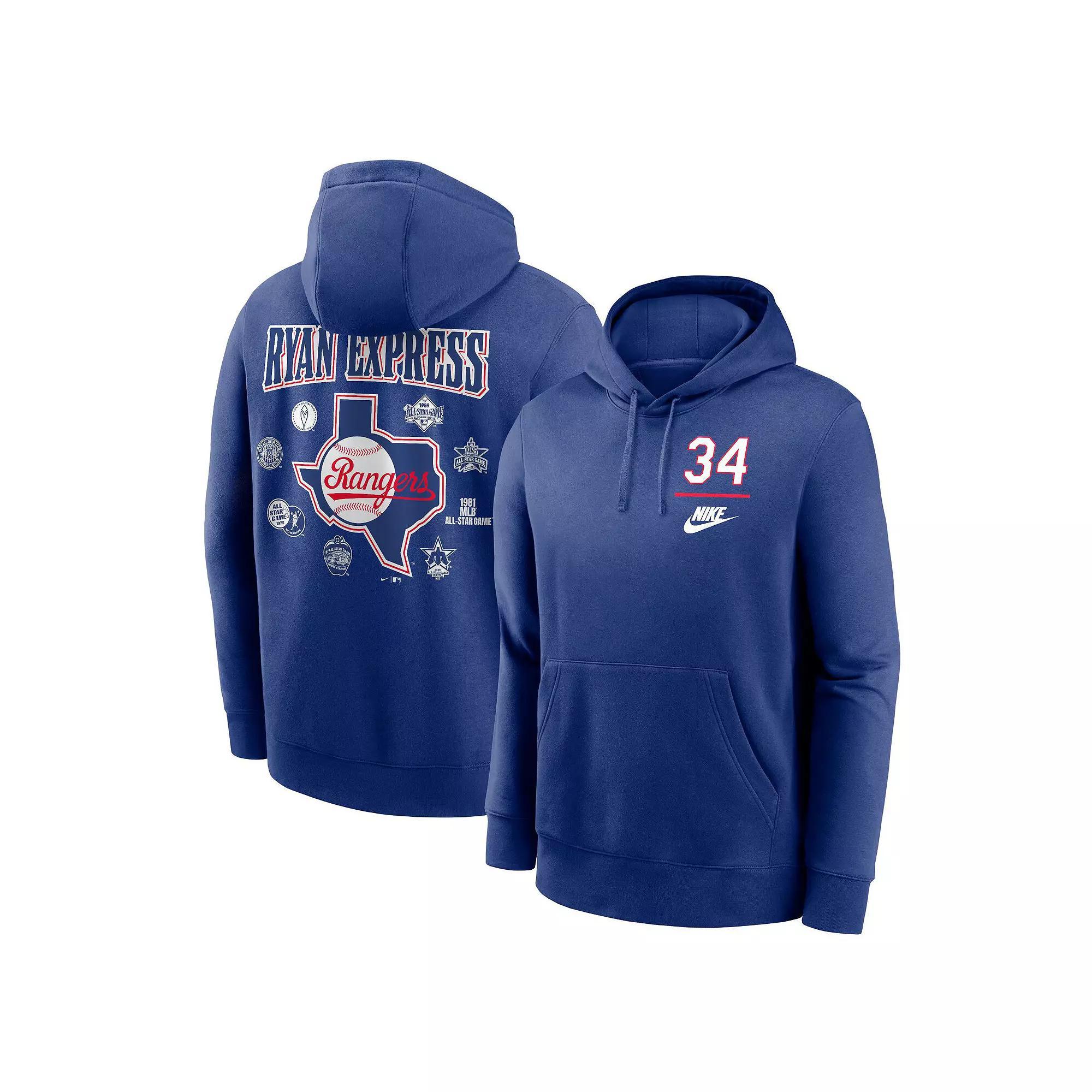 Men's Nike Nolan Ryan Royal Texas Rangers 2024 MLB All-Star Game Legends Club Fleece Pullover Hoodie, Size: Small, Blue Product Image
