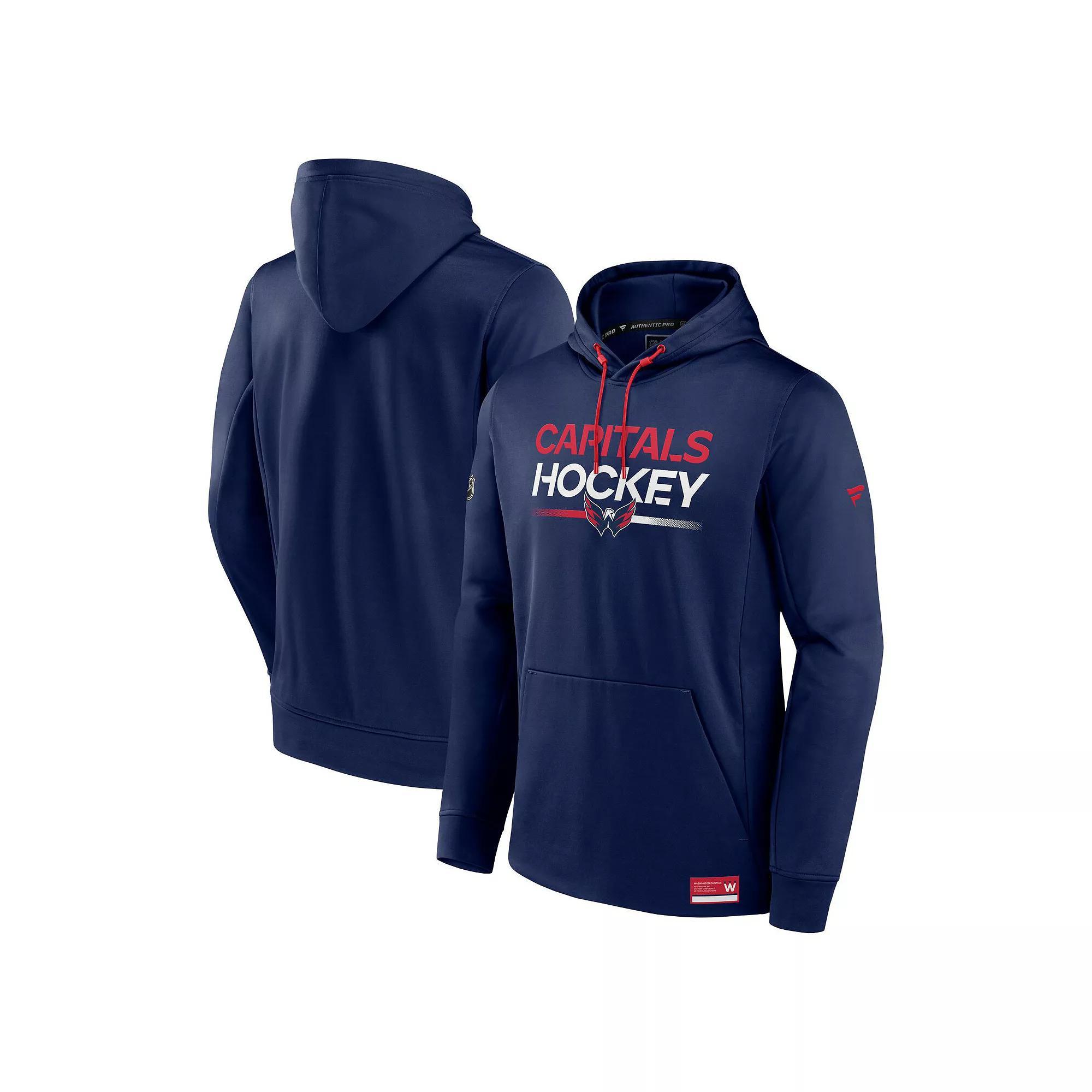 Men's Fanatics Branded  Navy Washington Capitals Authentic Pro Pullover Hoodie, Size: Small, Blue Product Image