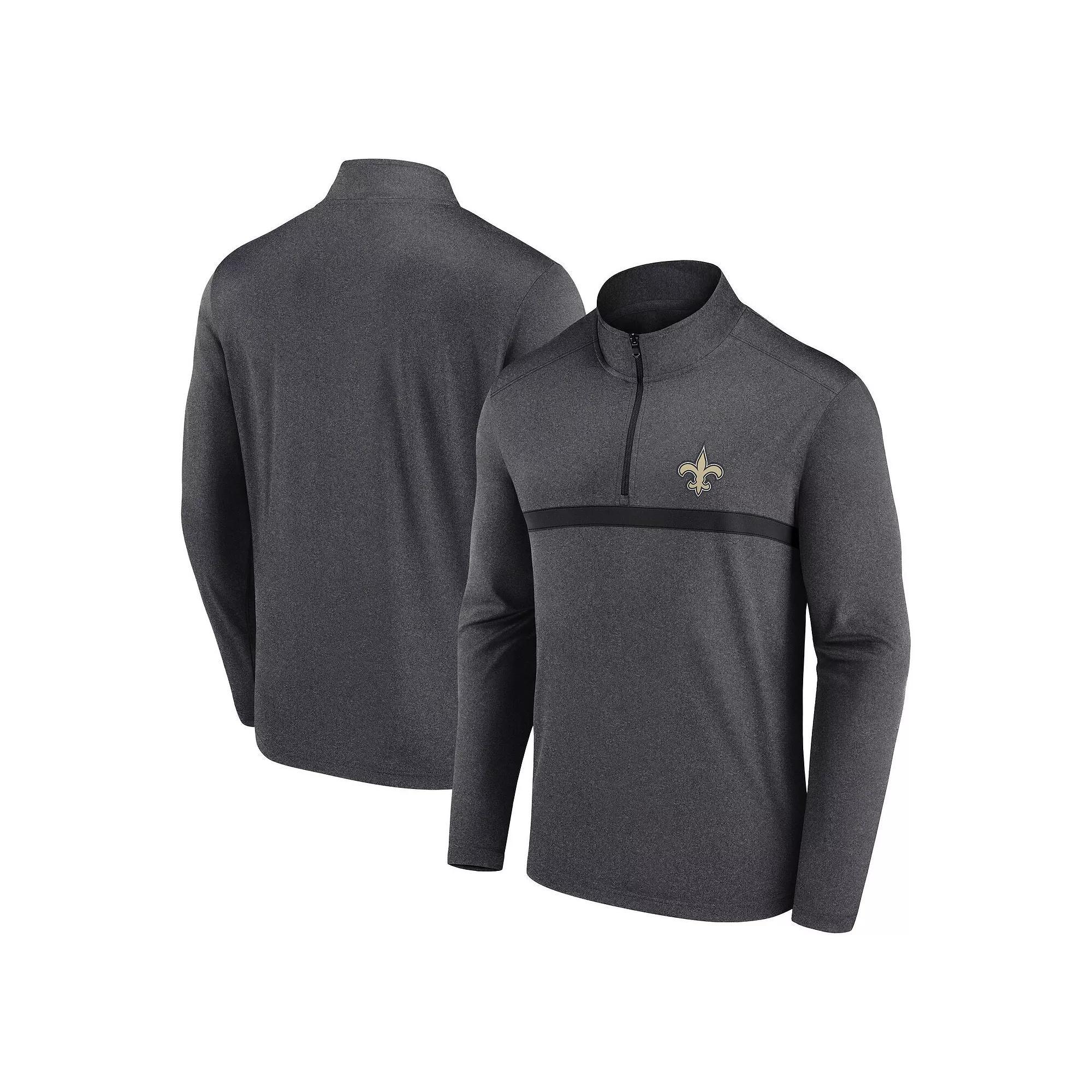 Men's Fanatics  Black New Orleans Saints Head-to-Head Quarter-Zip Top, Size: 3XL, Charco Product Image