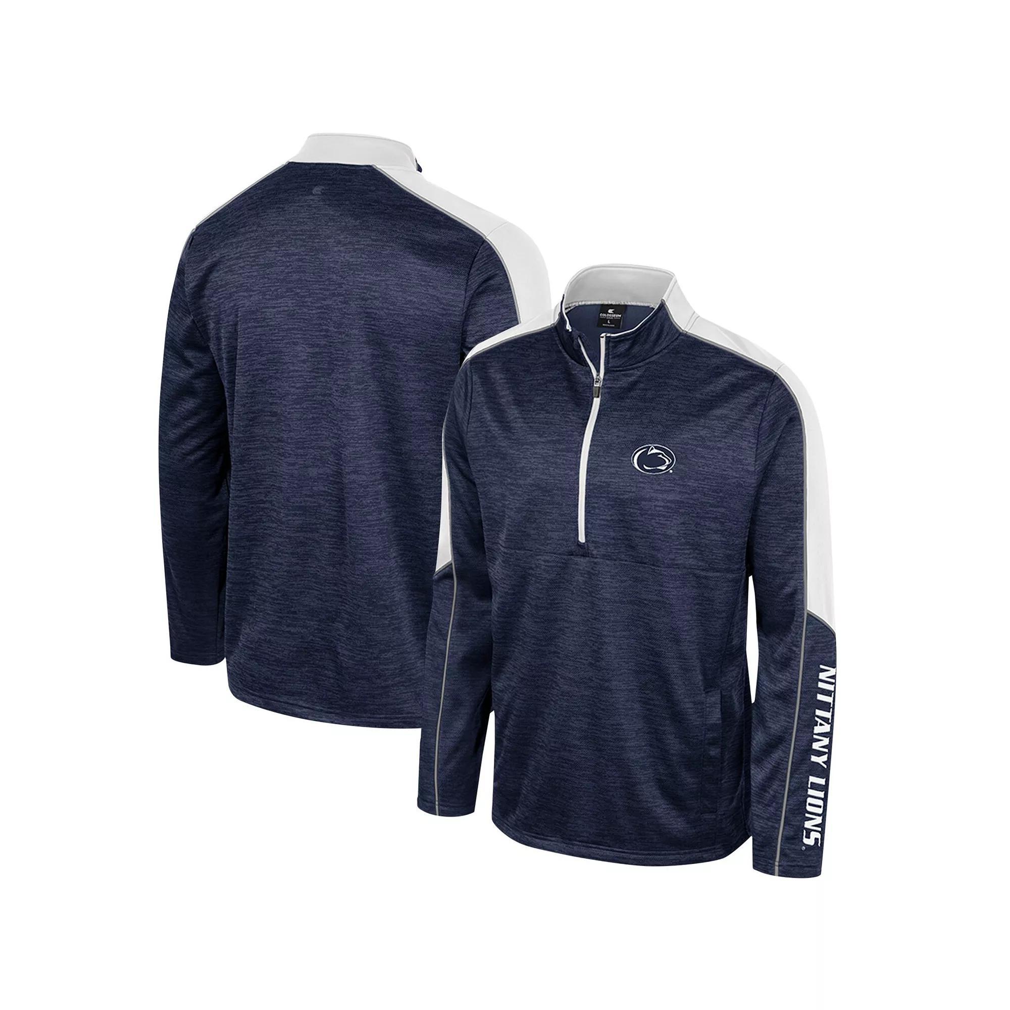 Men's Colosseum Navy Penn State Nittany Lions Marled Half-Zip Jacket,  Product Image
