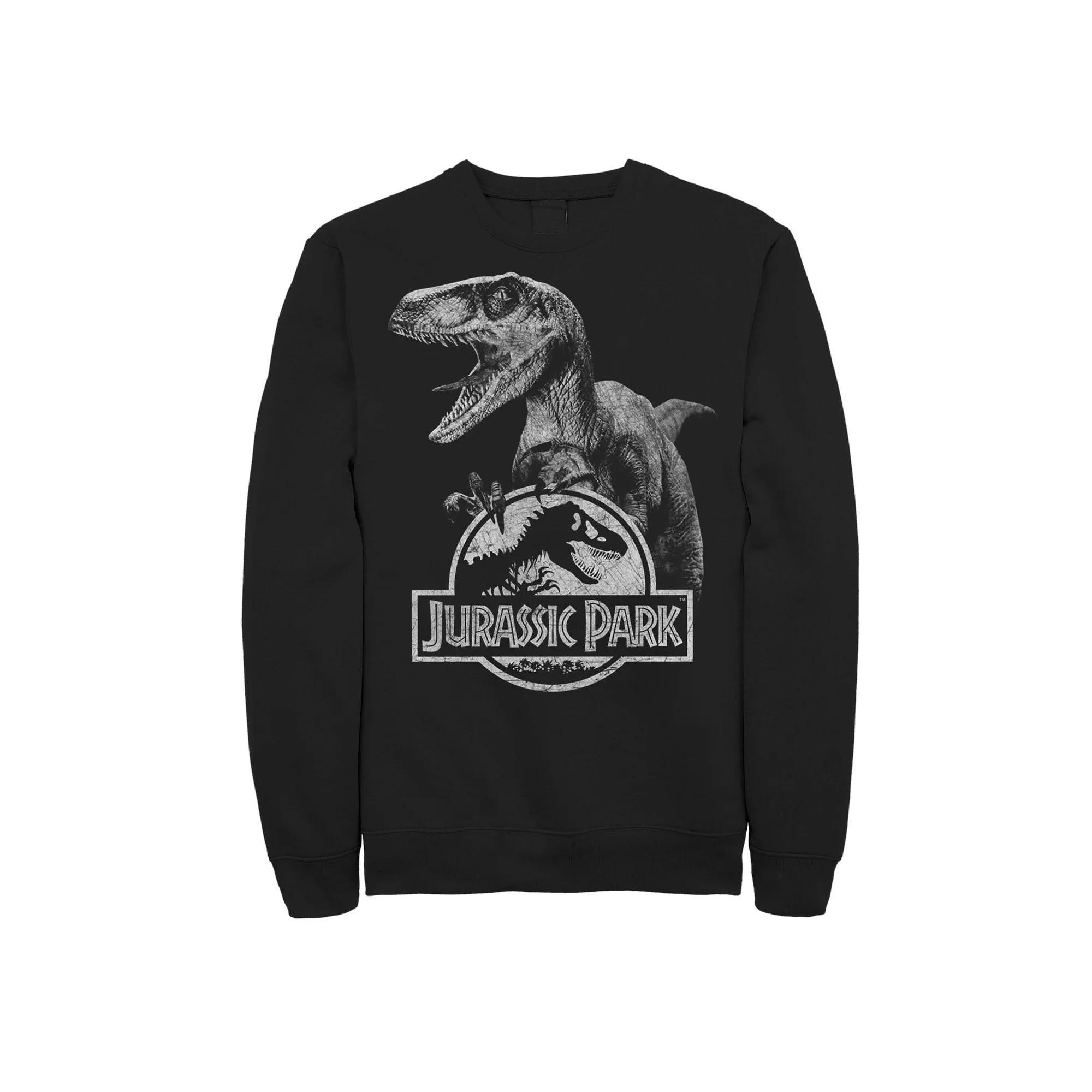 Mens Jurassic Park Velociraptor Holding Logo Graphic Fleece Pullover Product Image