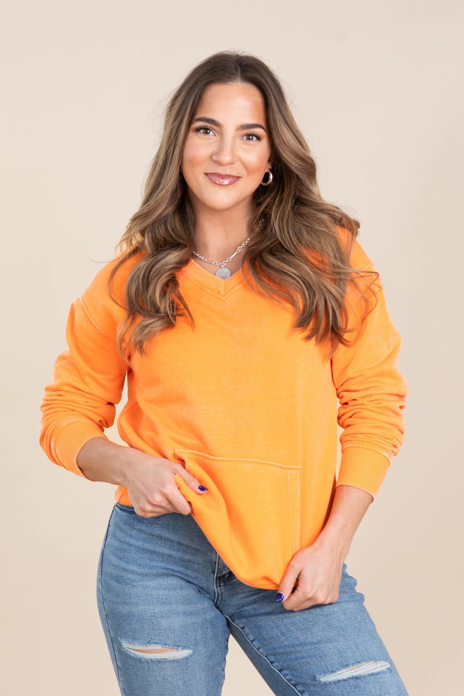 Pigment Dyed Cozy Campfire V-Neck Sweatshirt Product Image