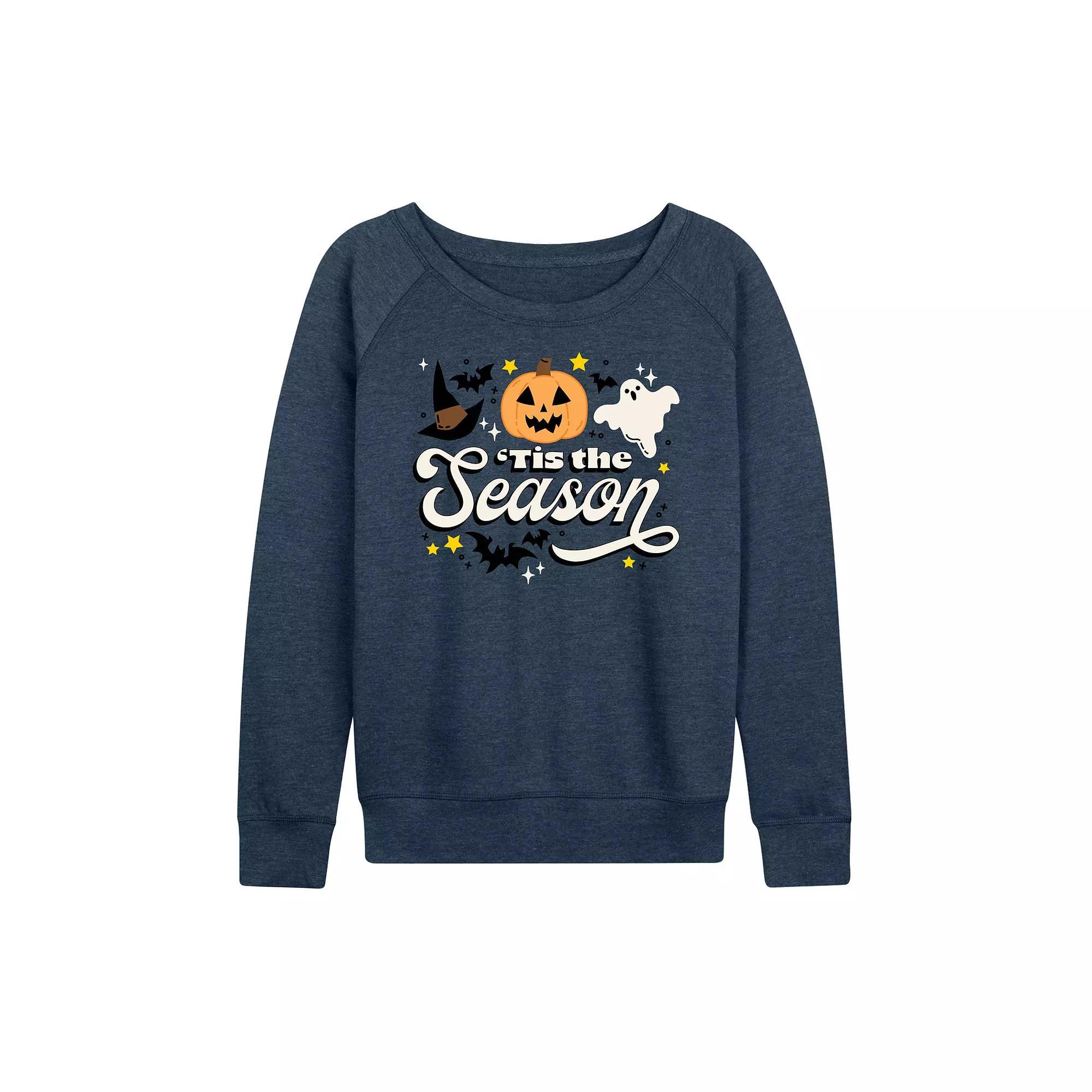 Women's 'Tis The Season Halloween French Terry Long Sleeve Tee, Size: Medium, Grey Blue Product Image
