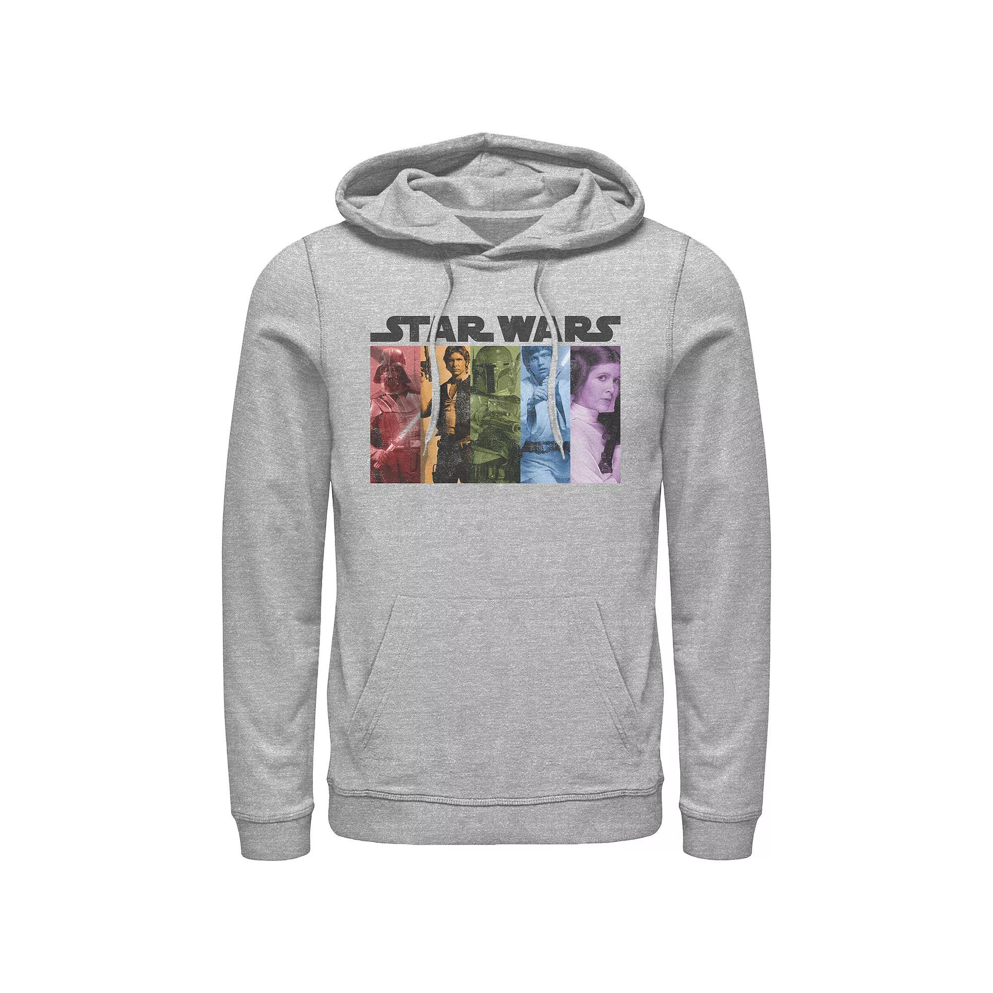 Men's Star Wars Characters Color Panel Graphic Hoodie, Size: XL, Athletic Grey Product Image