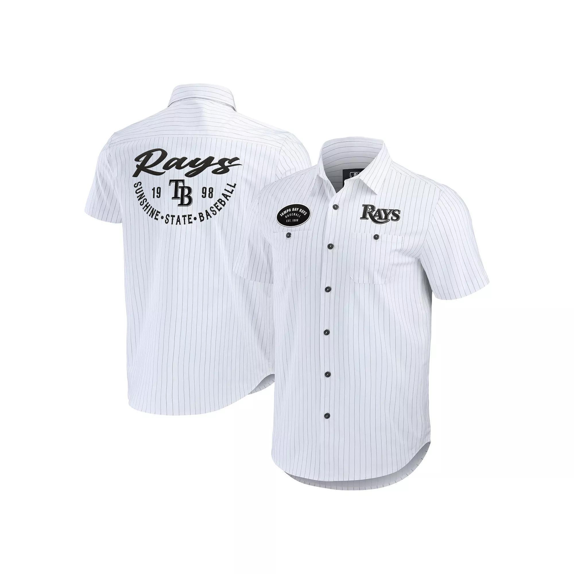 Mens Darius Rucker Collection by Fanatics Tampa Bay Rays Pin Stripe Short Sleeve Button-Up Shirt Product Image
