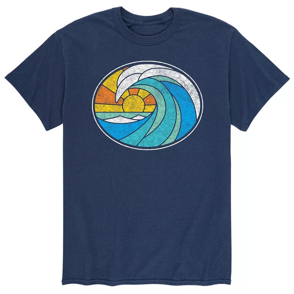 Men's Wave Stained Glass Tee, Size: Small, Blue Product Image