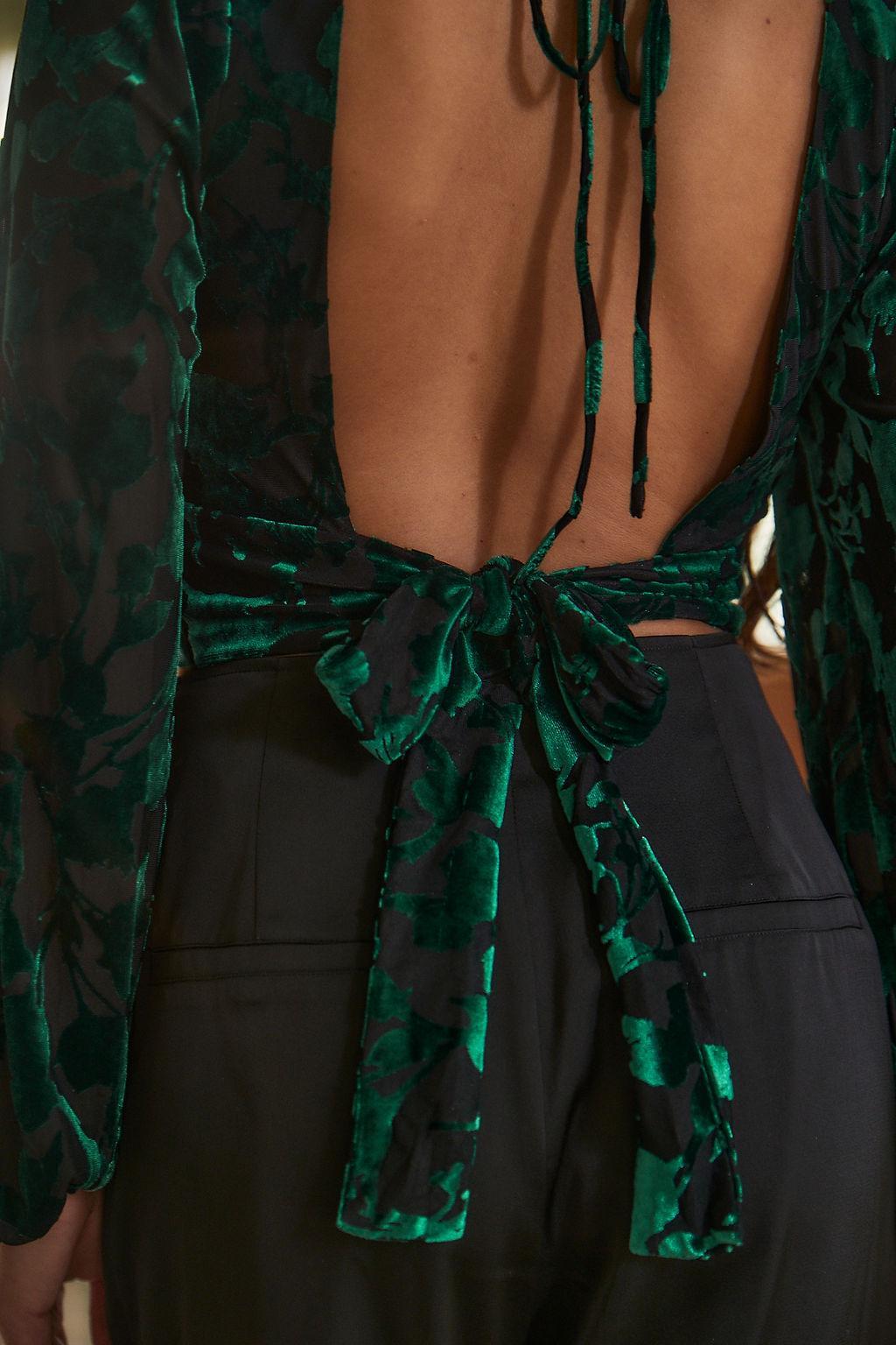 Love Affair Emerald Velvet Blouse Female Product Image