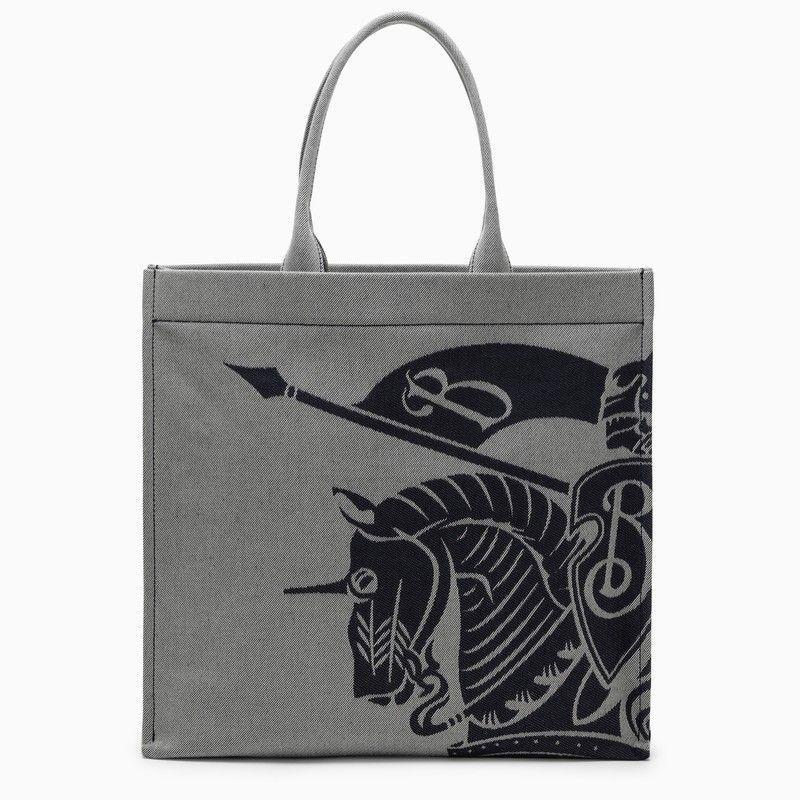 Medium Grey Canvas Tote Bag With Logo In White Product Image