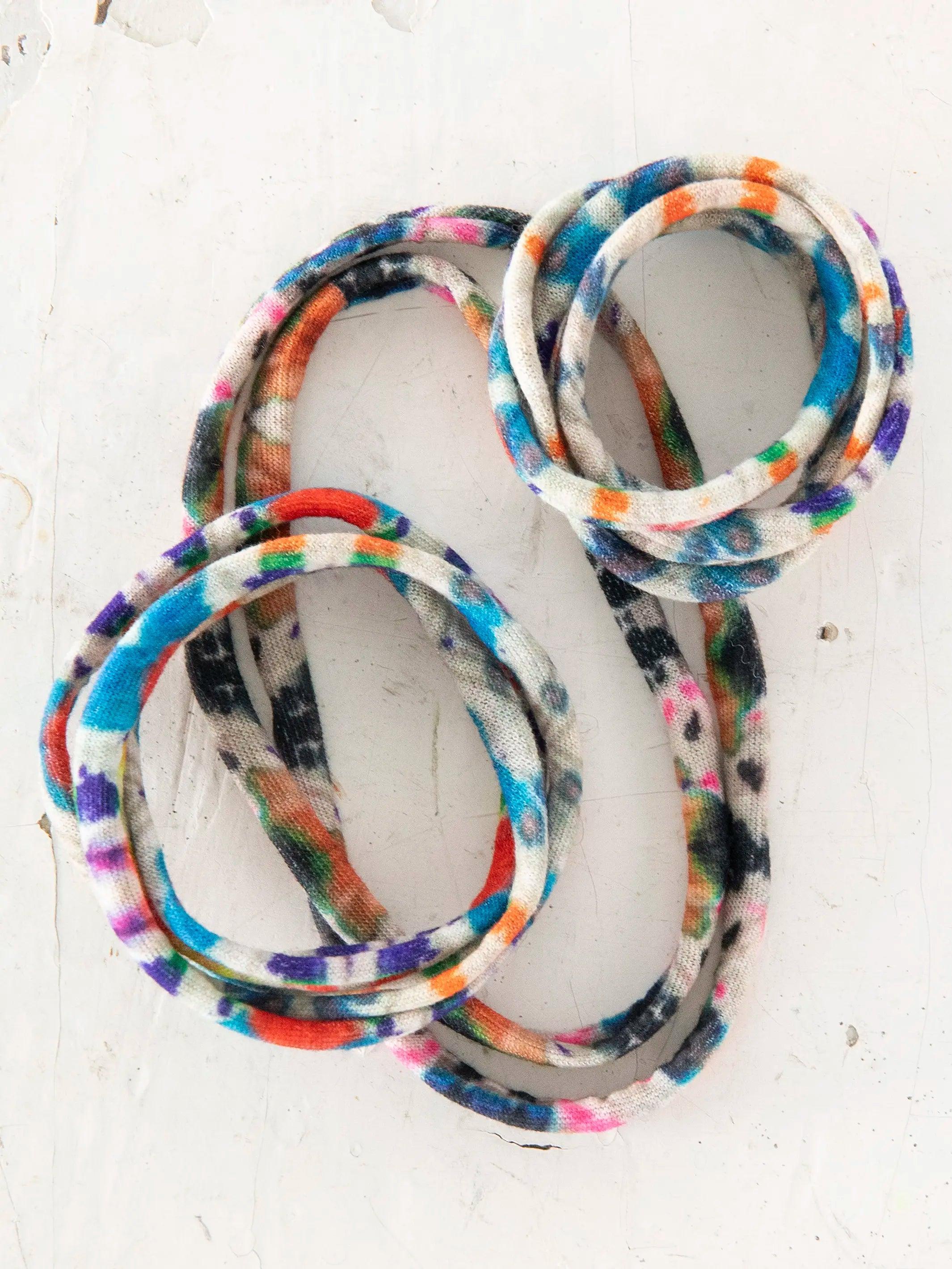 Boho Bands Hair Ties, Set of 3 - Blue Fuchsia Marigold Tie-Dye Product Image