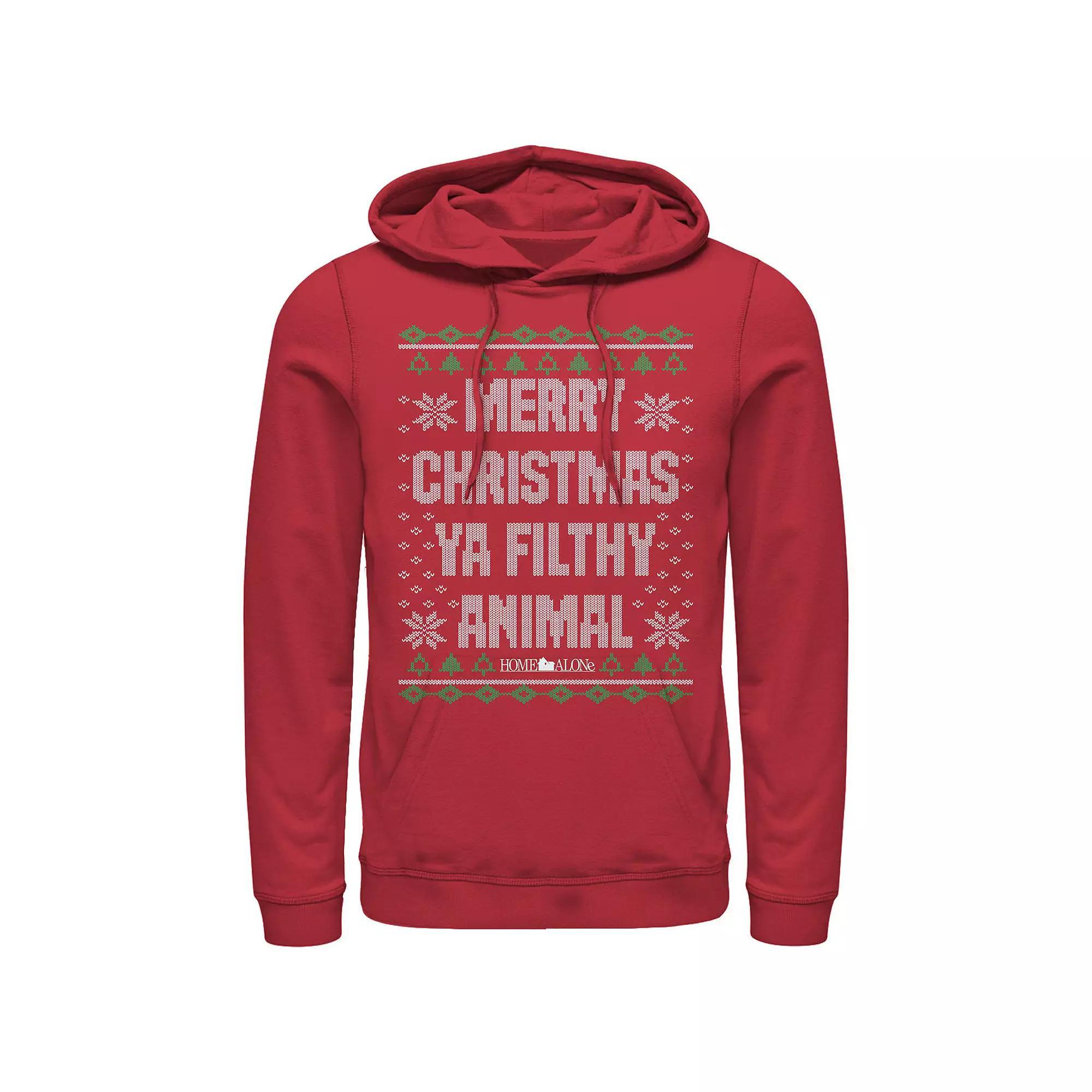 Big & Tall Home Alone Merry Christmas Ya Filthy Animal Sweater Graphic Hoodie, Men's,  Product Image