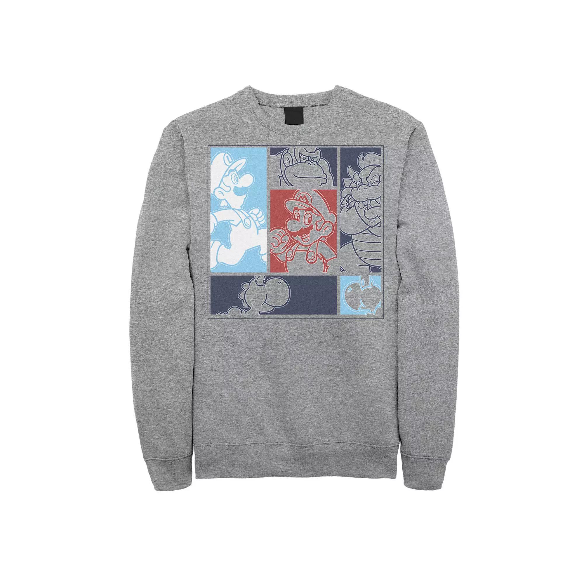 Big & Tall Nintendo Super Mario Bros Characters Group Fleece Sweatshirt, Men's,  Product Image