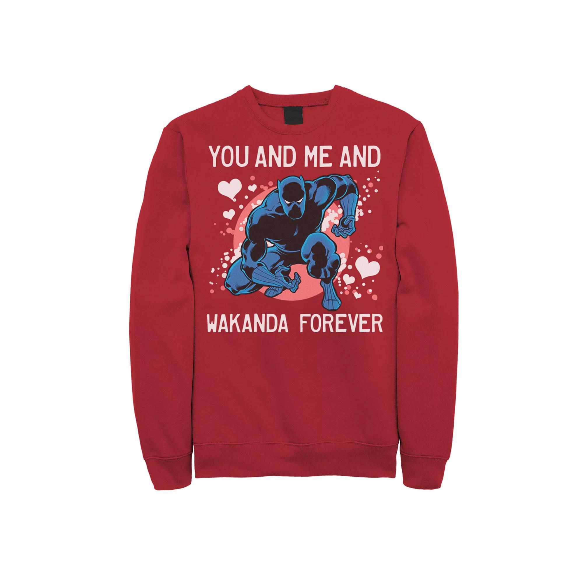 Men's Marvel Black Panther You And Me Valentine Graphic Fleece Pullover, Size: XXL, Red Product Image