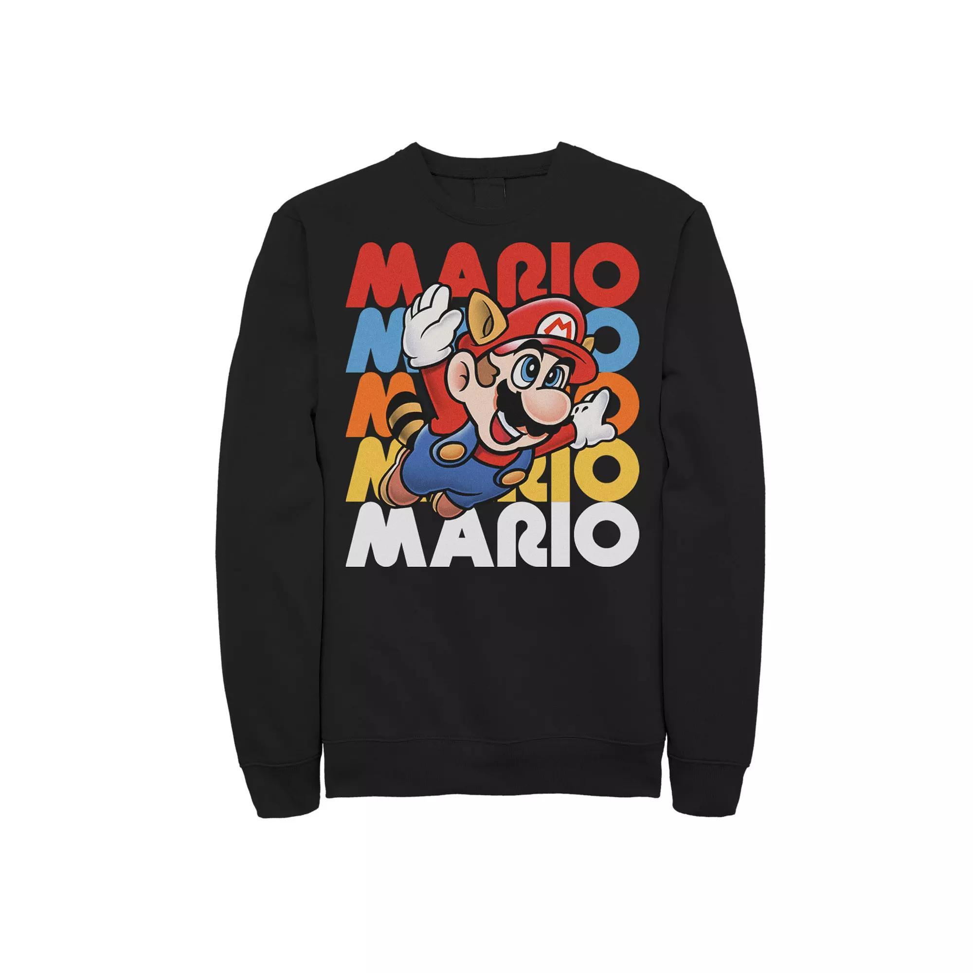 Men's Nintendo Super Mario Retro Repeat Raccoon Sweatshirt,  Product Image
