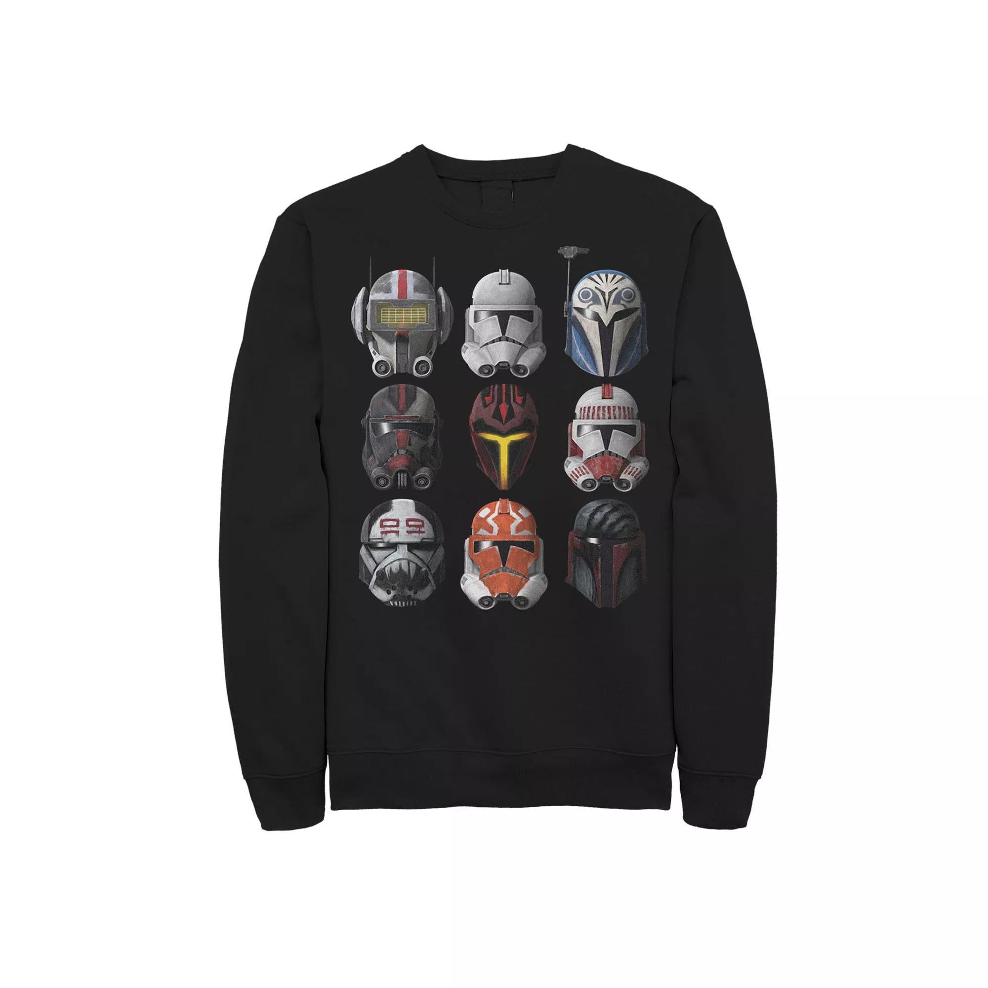 Big & Tall Star Wars: The Clone Wars Clone Helmets Fleece Sweatshirt, Men's, Size: 4XL Tall, Black Product Image