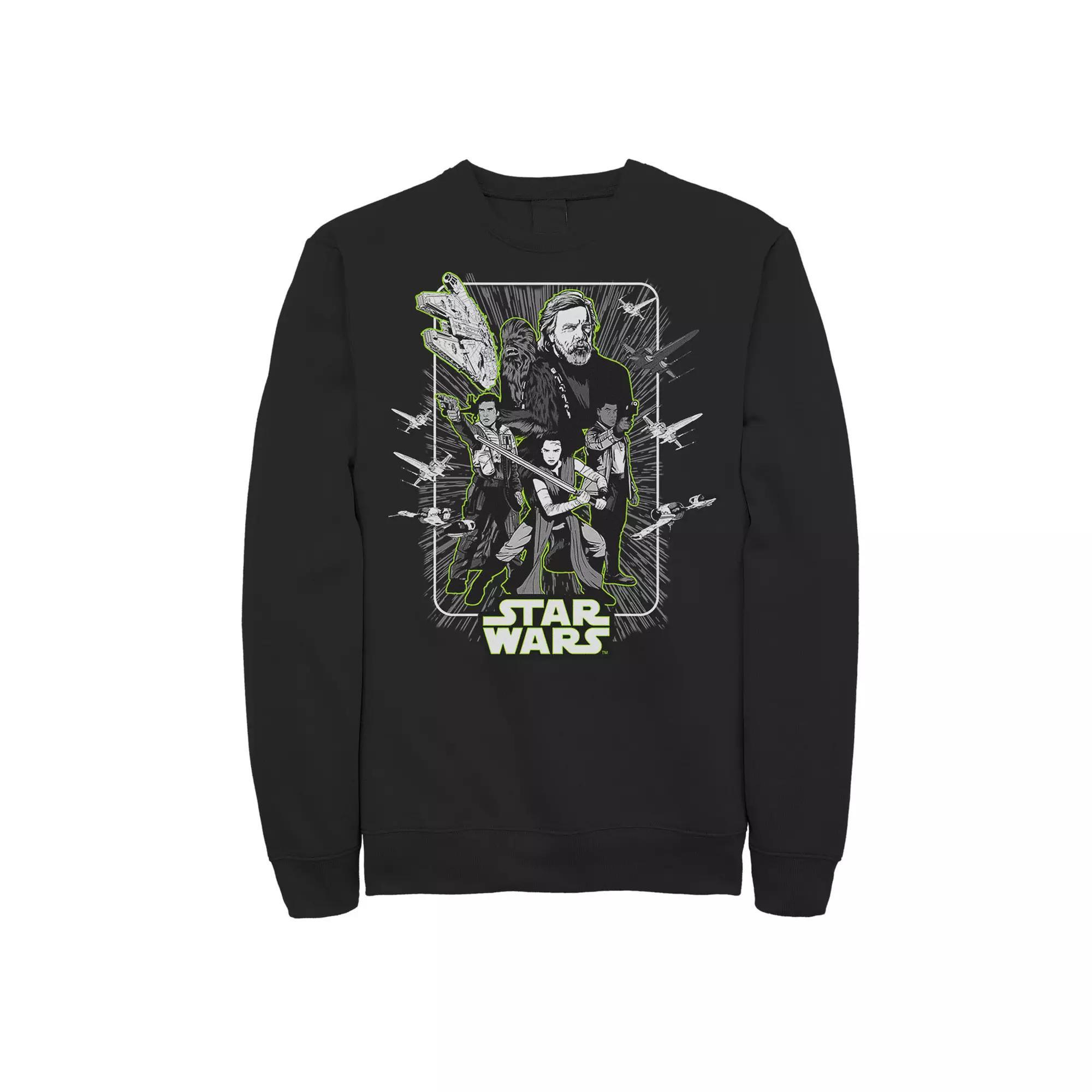 Men's Star Wars Last Jedi Group Sweatshirt, Size: Small, Black Product Image