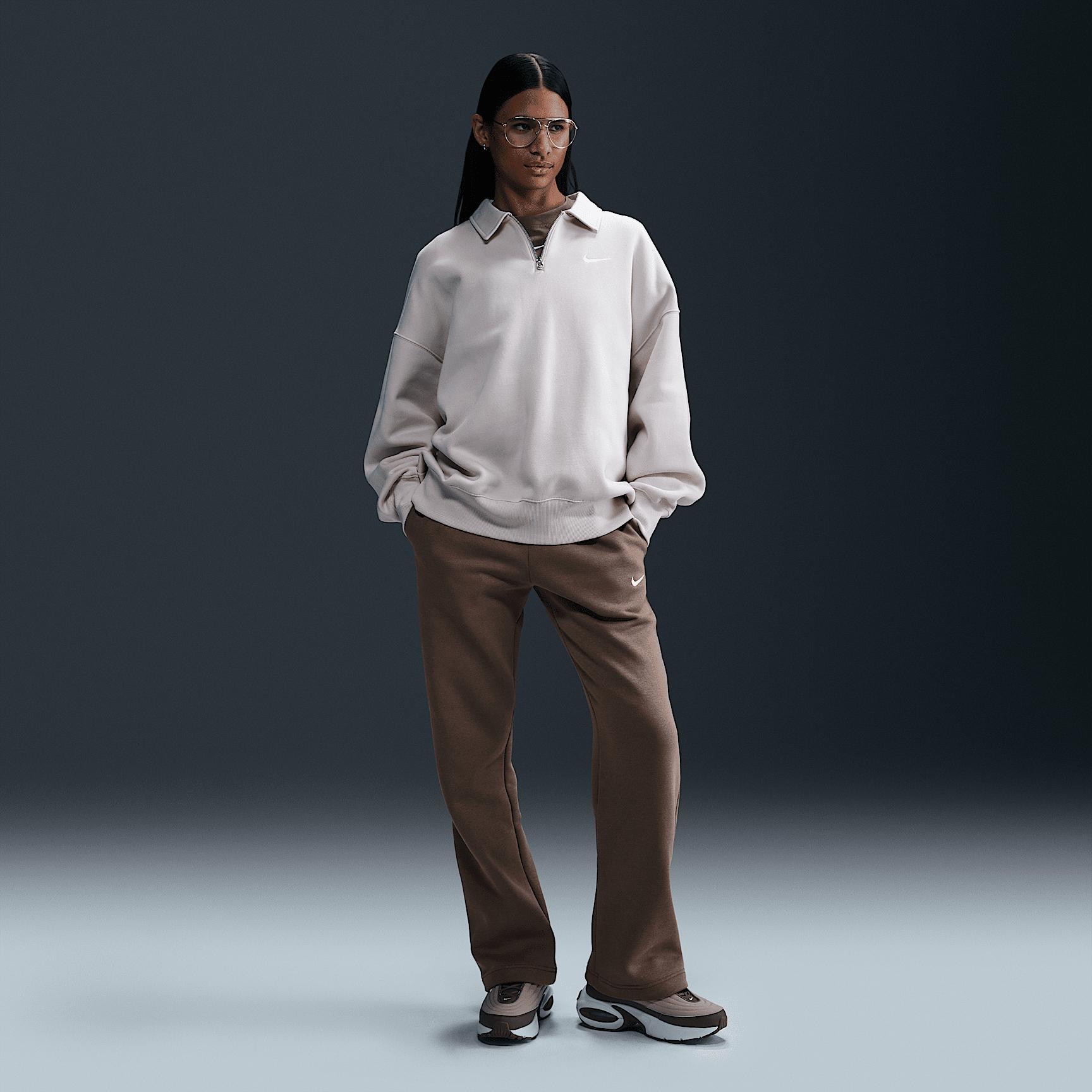 Womens Nike Sportswear Phoenix Fleece Mid-Rise Open-Hem Pants | HQ7723-133 Product Image