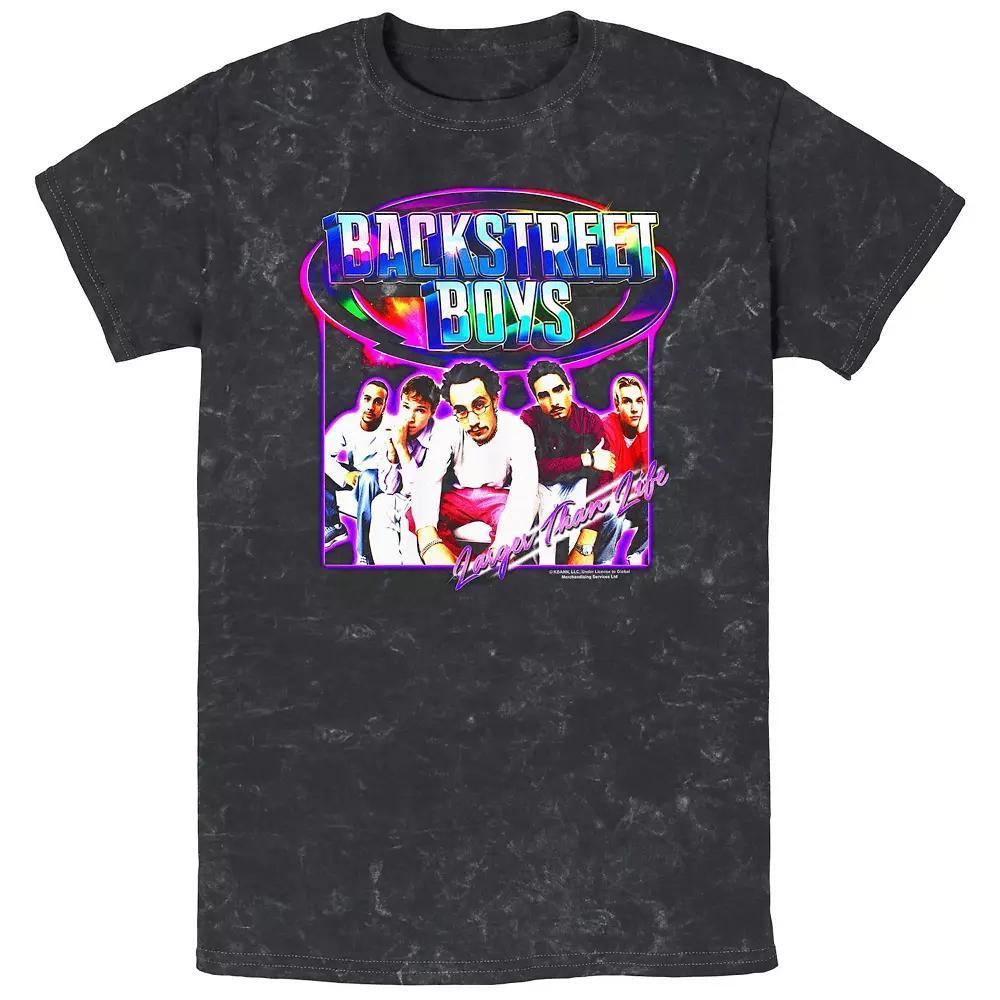 Men's Backstreet Boys Larger Than Life Cover Mineral Wash Graphic Tee, Size: Small, Black Product Image