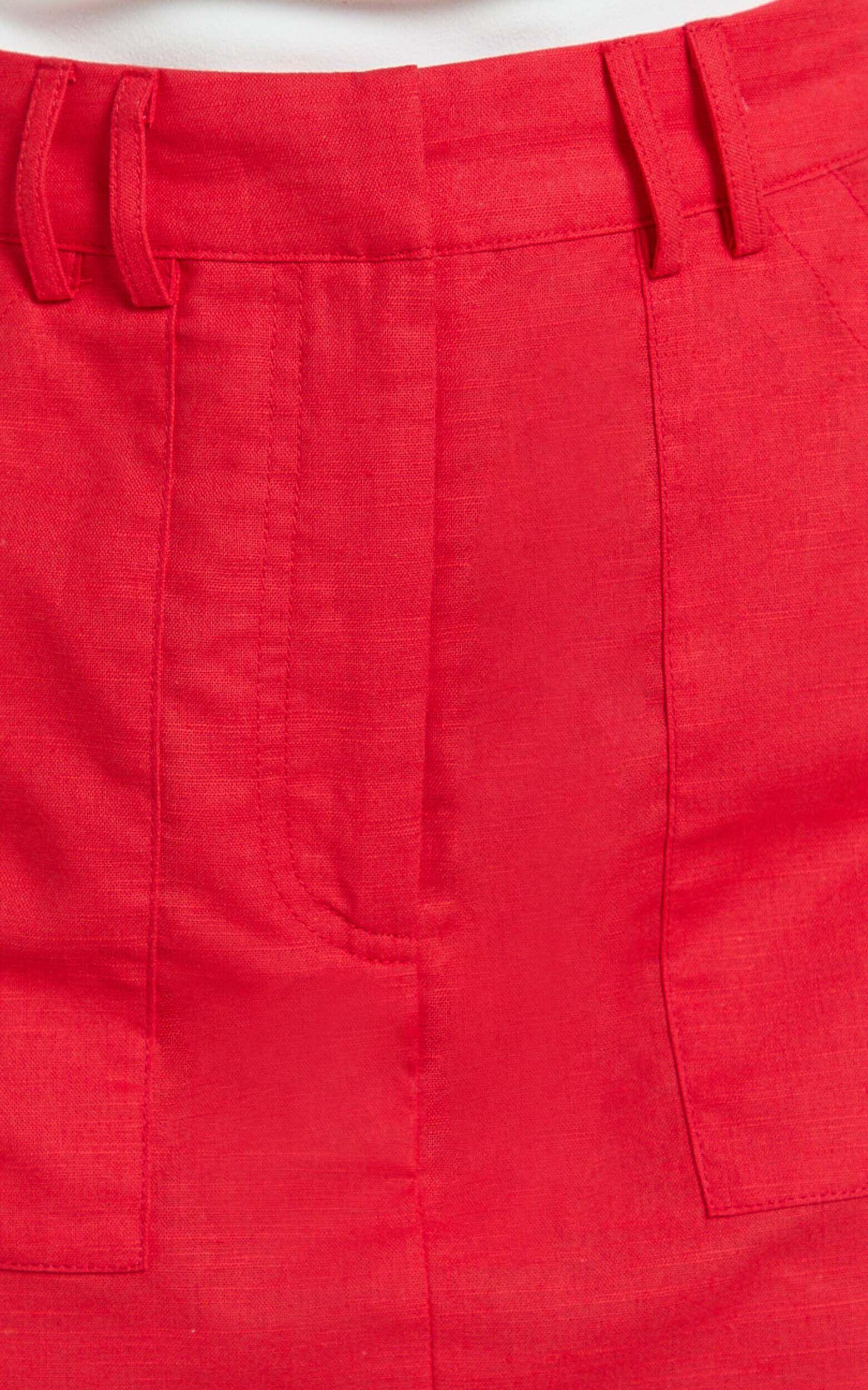 Dream Linen Blend Skort - High Waisted A Line Skort in Red Product Image