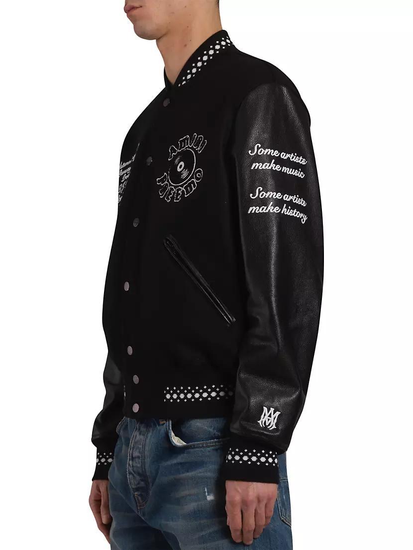 Wool-Blend Patch Varsity Bomber Jacket Product Image