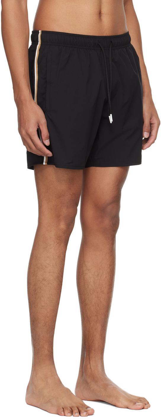 HUGO BOSS Black Stripe Swim Shorts In Black 002 Product Image